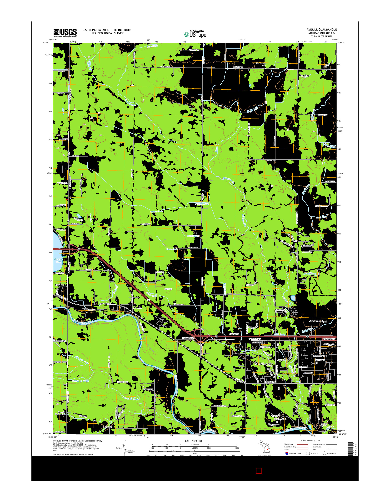 USGS US TOPO 7.5-MINUTE MAP FOR AVERILL, MI 2014