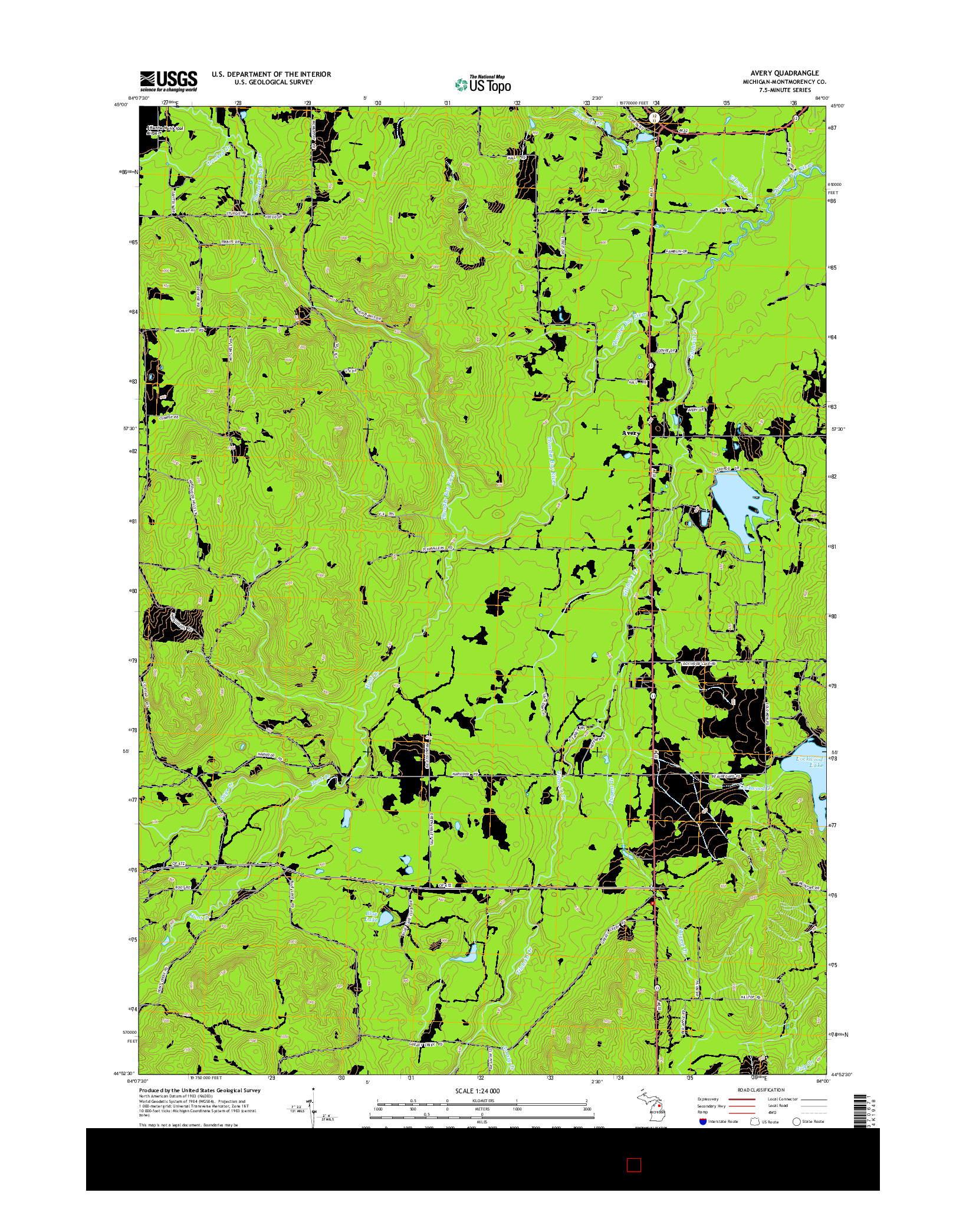 USGS US TOPO 7.5-MINUTE MAP FOR AVERY, MI 2014