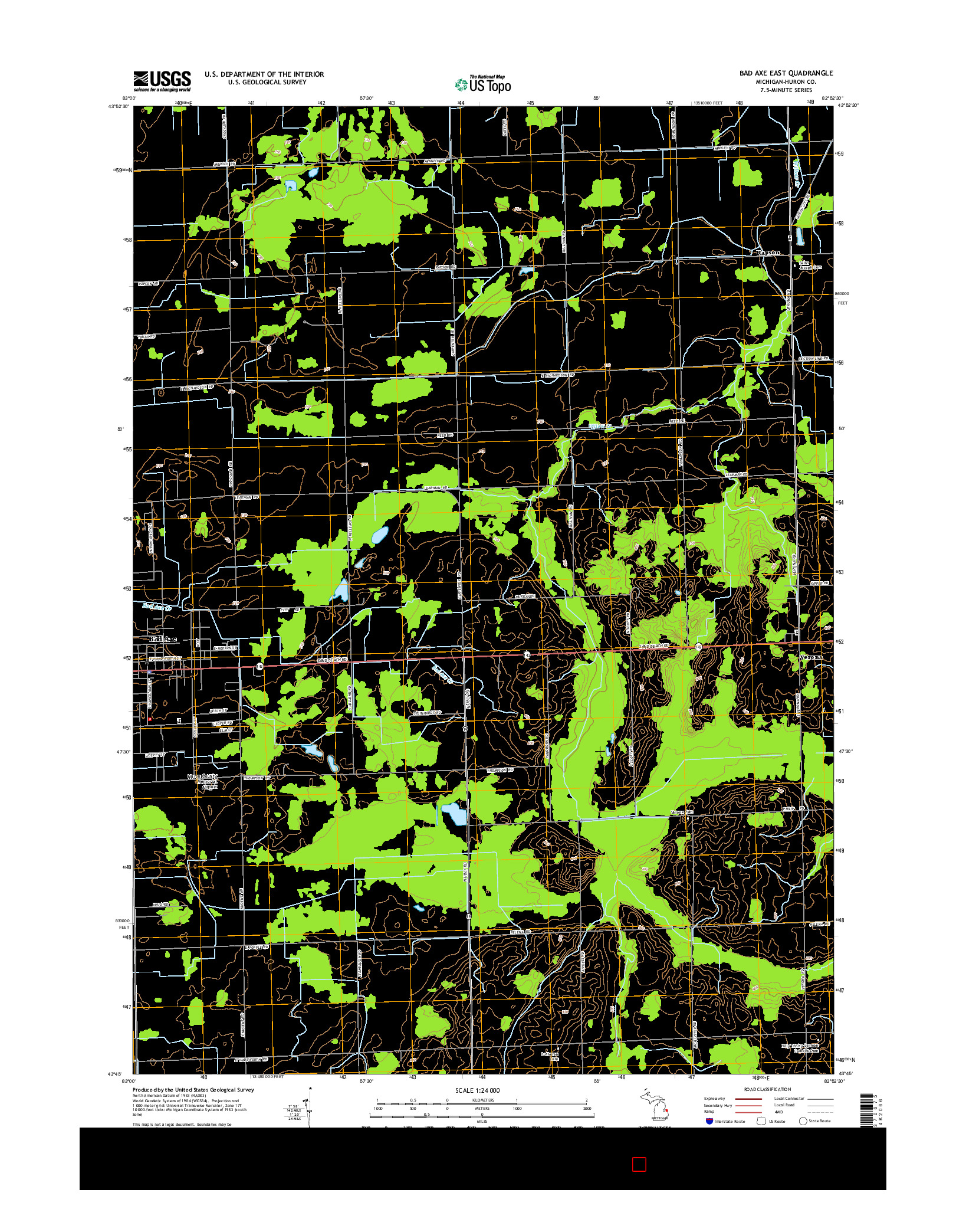 USGS US TOPO 7.5-MINUTE MAP FOR BAD AXE EAST, MI 2014