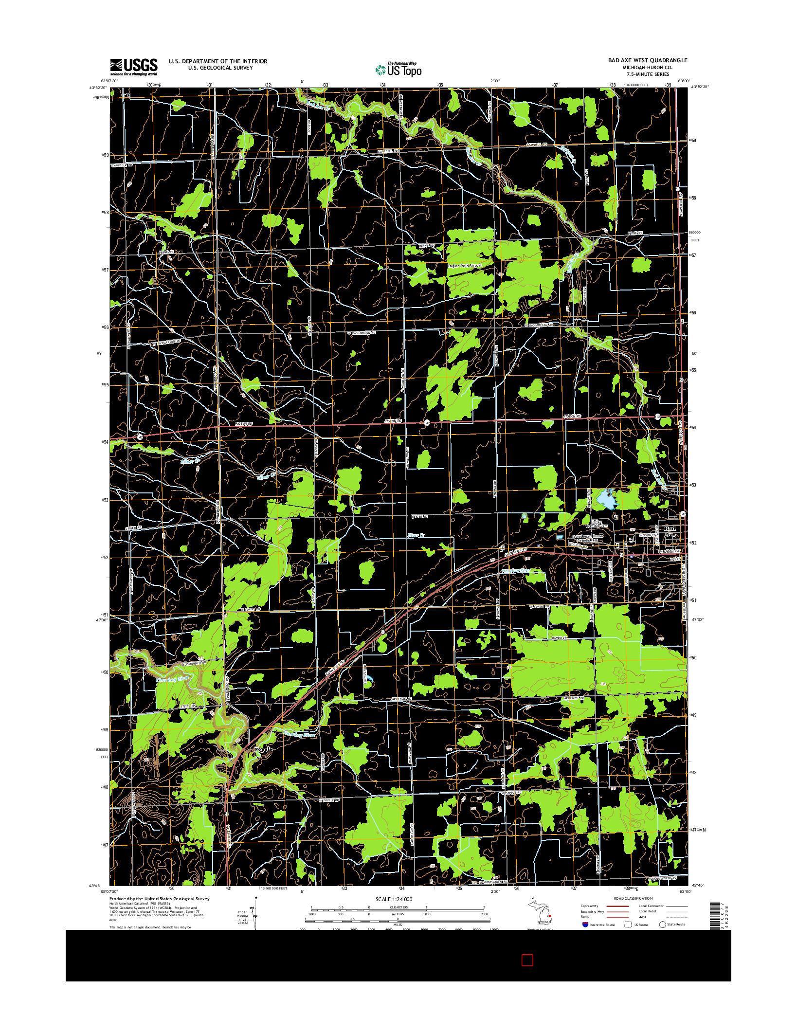 USGS US TOPO 7.5-MINUTE MAP FOR BAD AXE WEST, MI 2014