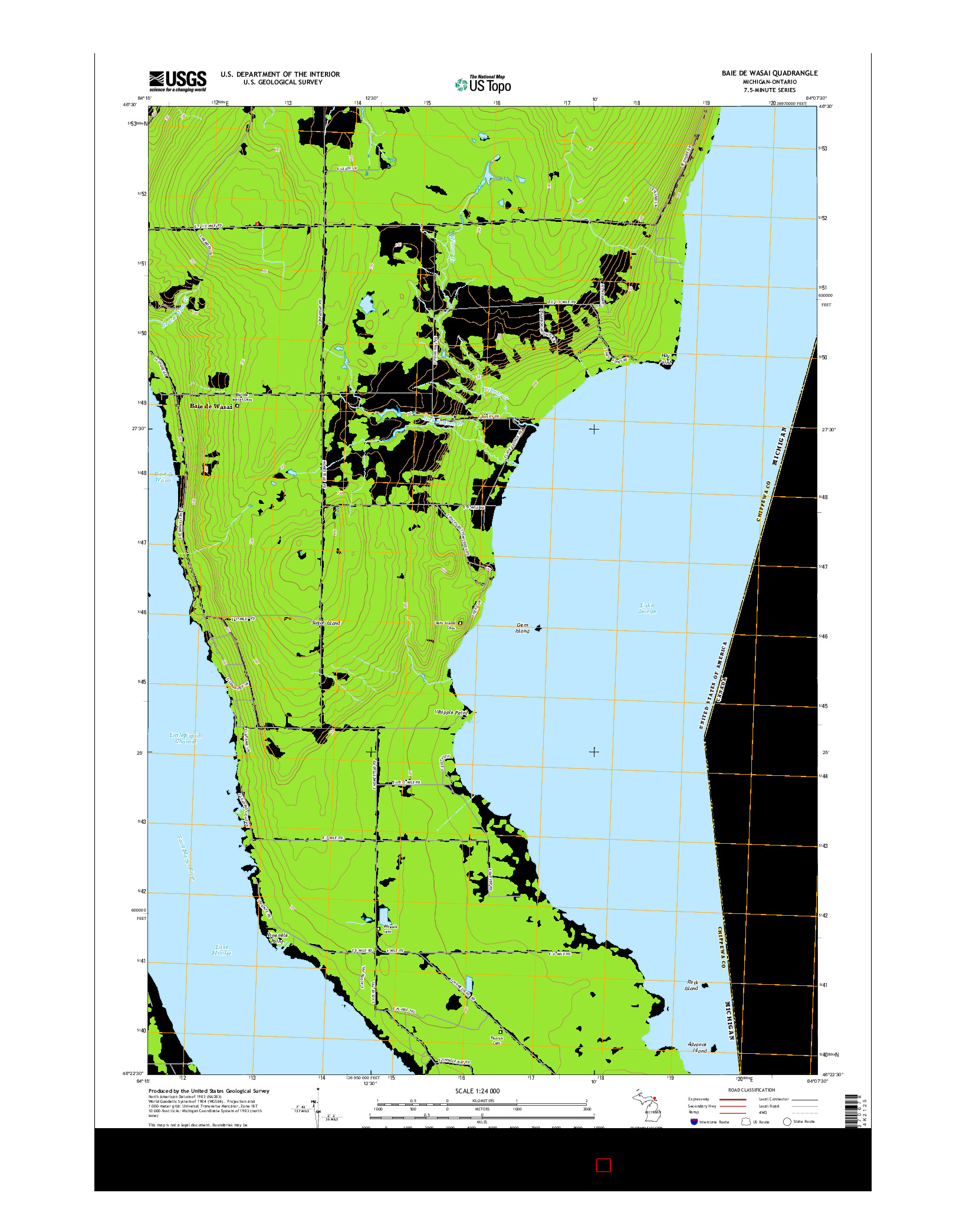 USGS US TOPO 7.5-MINUTE MAP FOR BAIE DE WASAI, MI-ON 2014