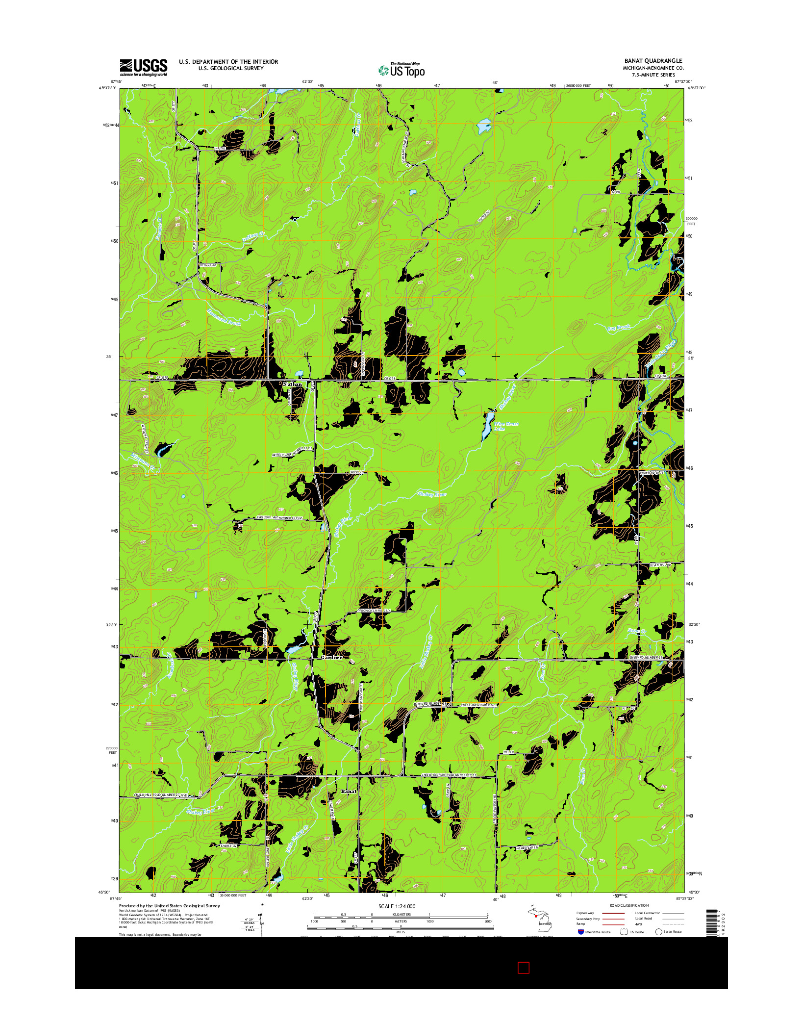 USGS US TOPO 7.5-MINUTE MAP FOR BANAT, MI 2014