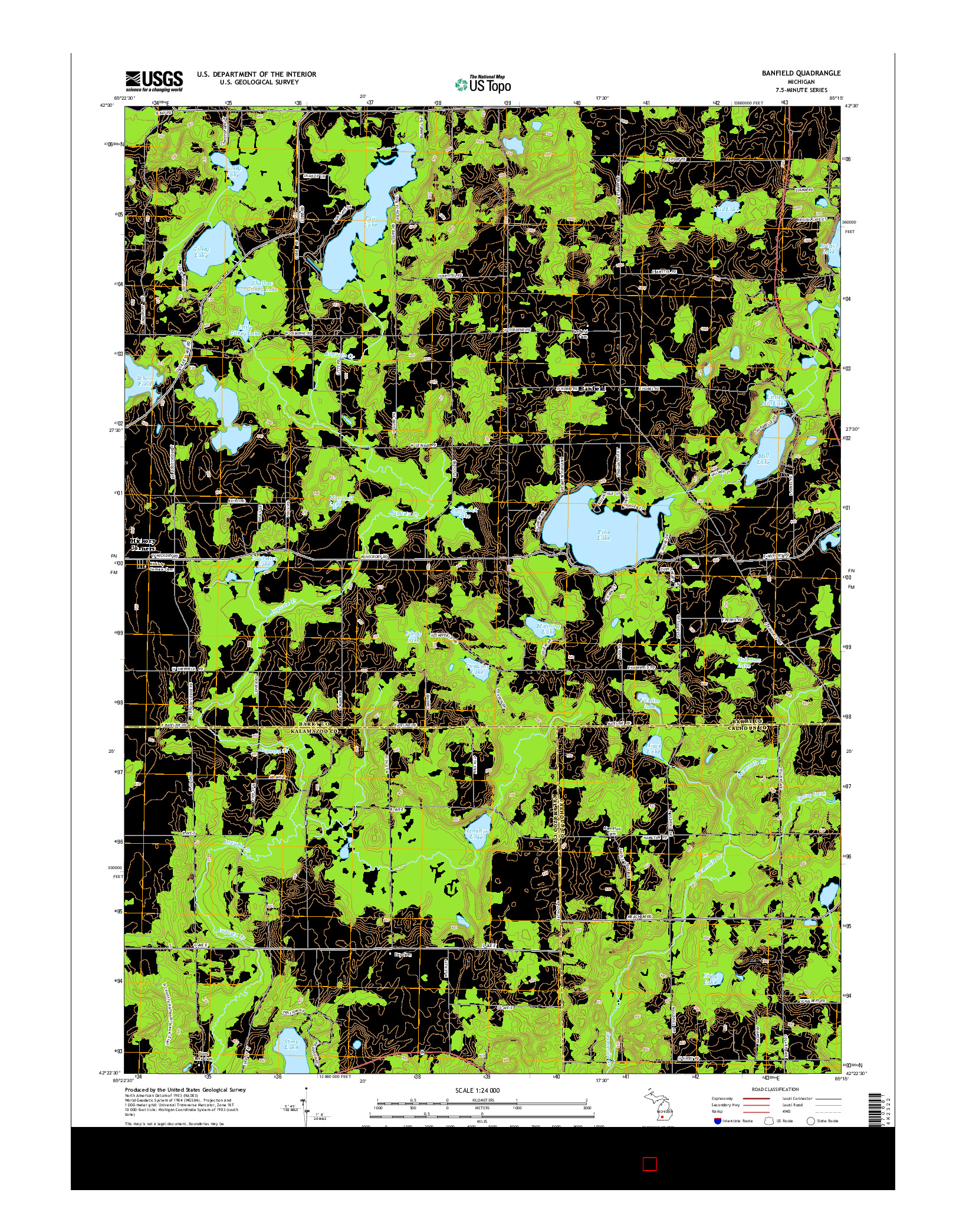 USGS US TOPO 7.5-MINUTE MAP FOR BANFIELD, MI 2014