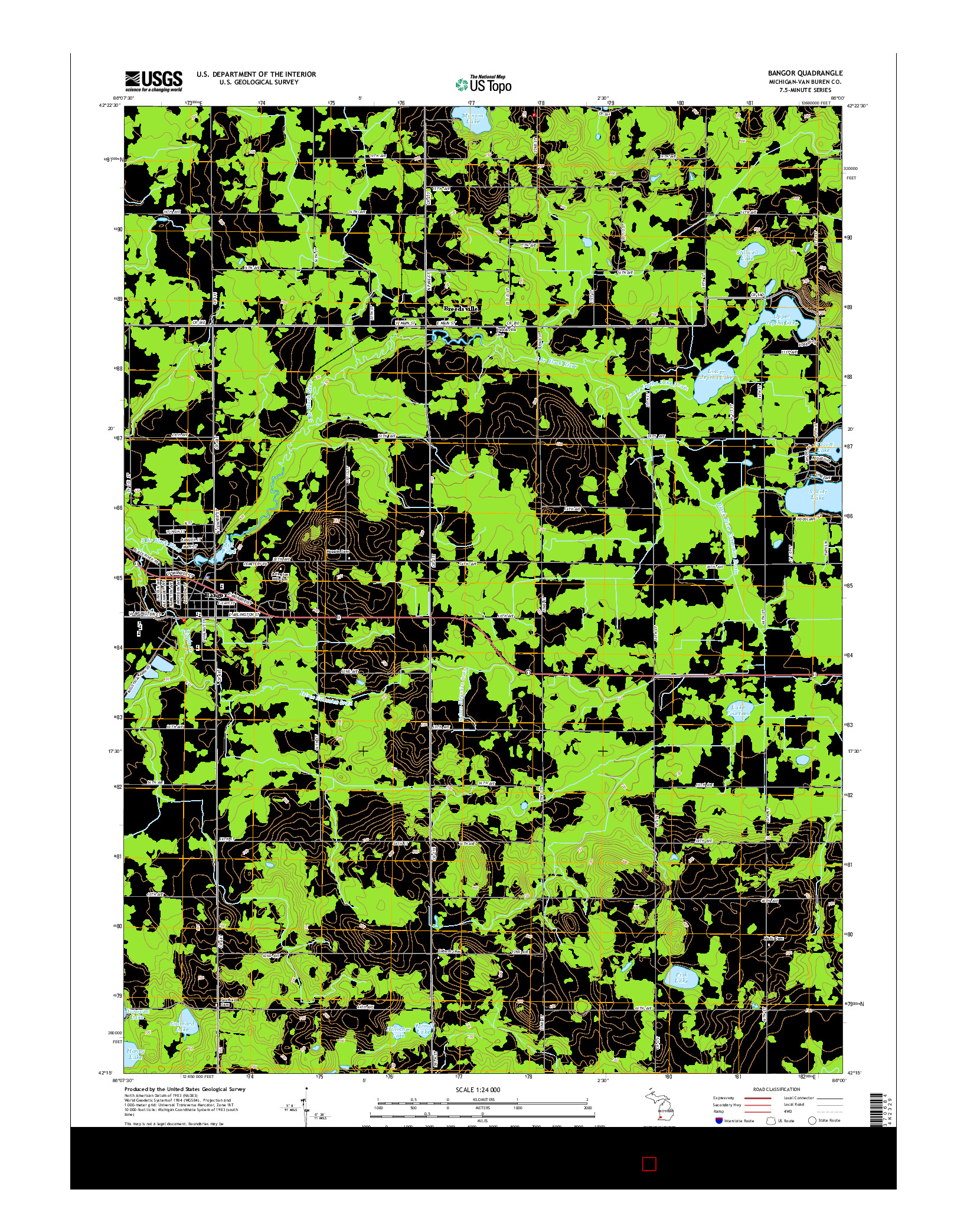 USGS US TOPO 7.5-MINUTE MAP FOR BANGOR, MI 2014