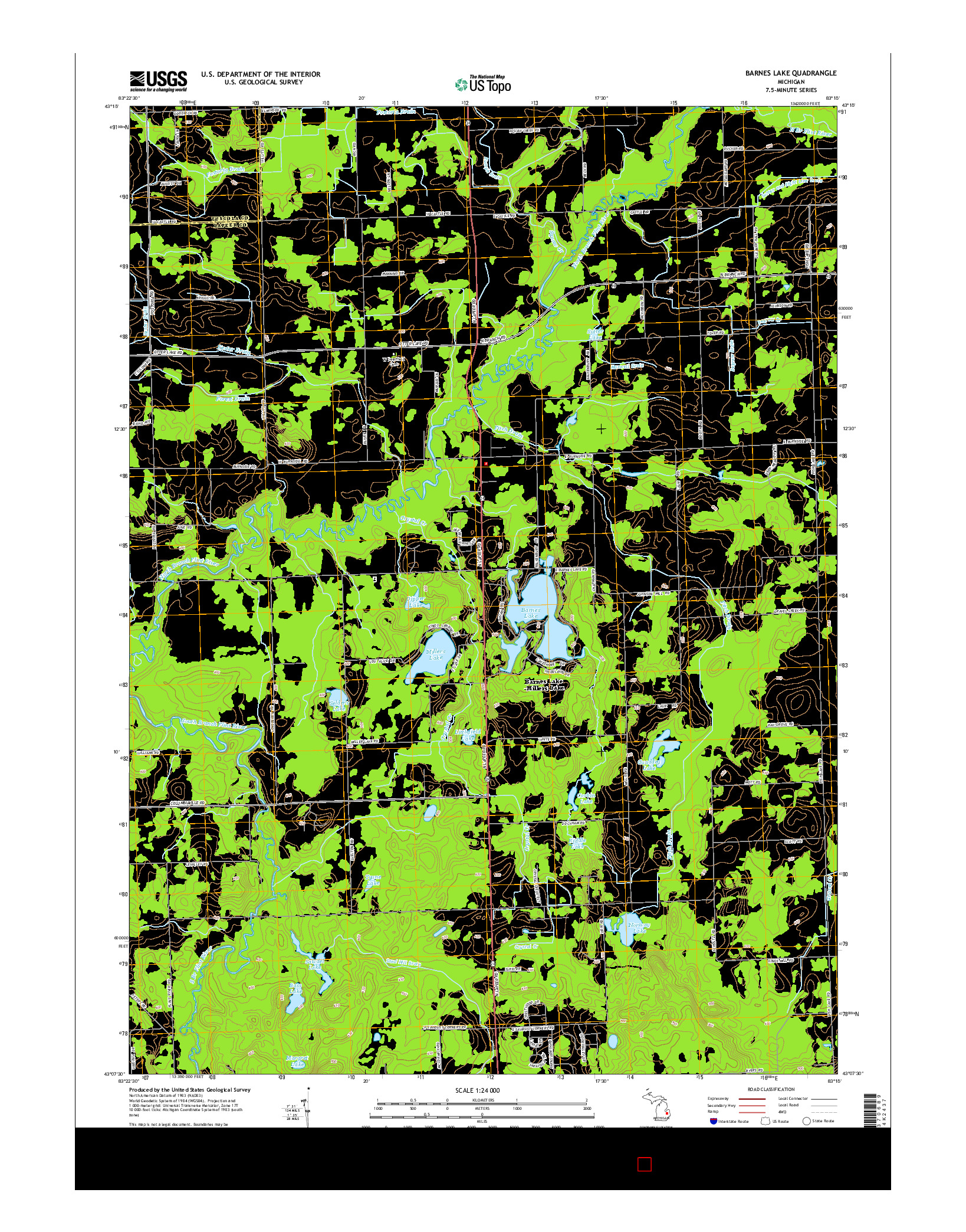USGS US TOPO 7.5-MINUTE MAP FOR BARNES LAKE, MI 2014
