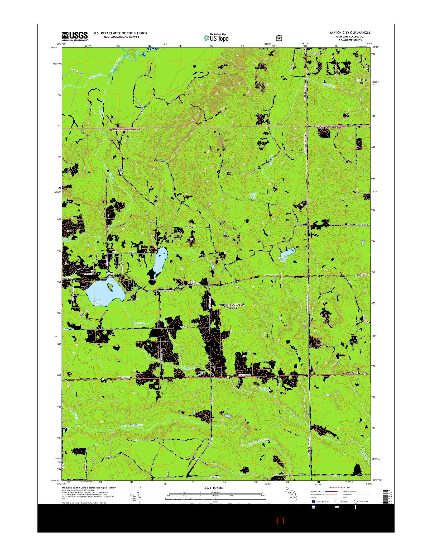 USGS US TOPO 7.5-MINUTE MAP FOR BARTON CITY, MI 2014