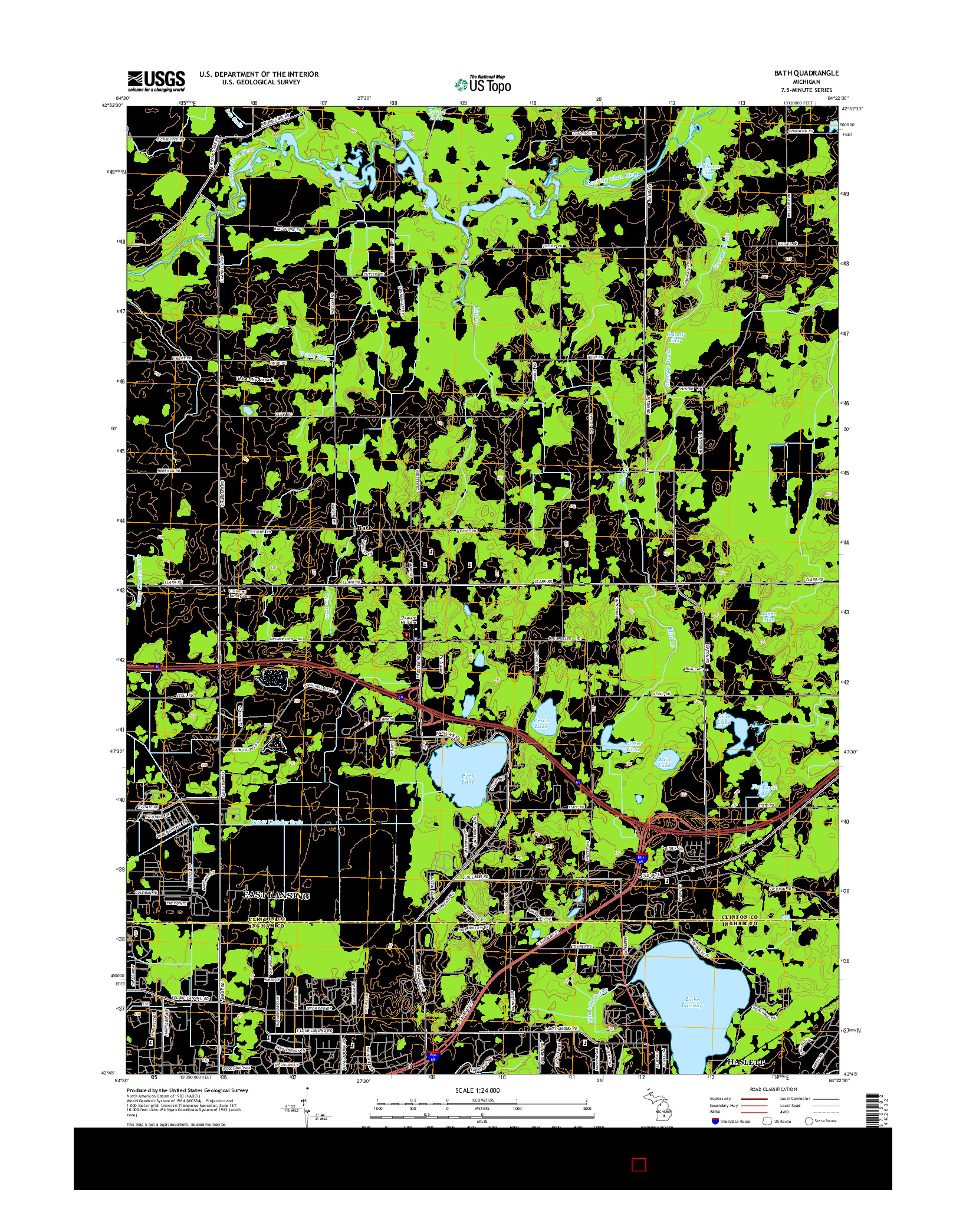 USGS US TOPO 7.5-MINUTE MAP FOR BATH, MI 2014