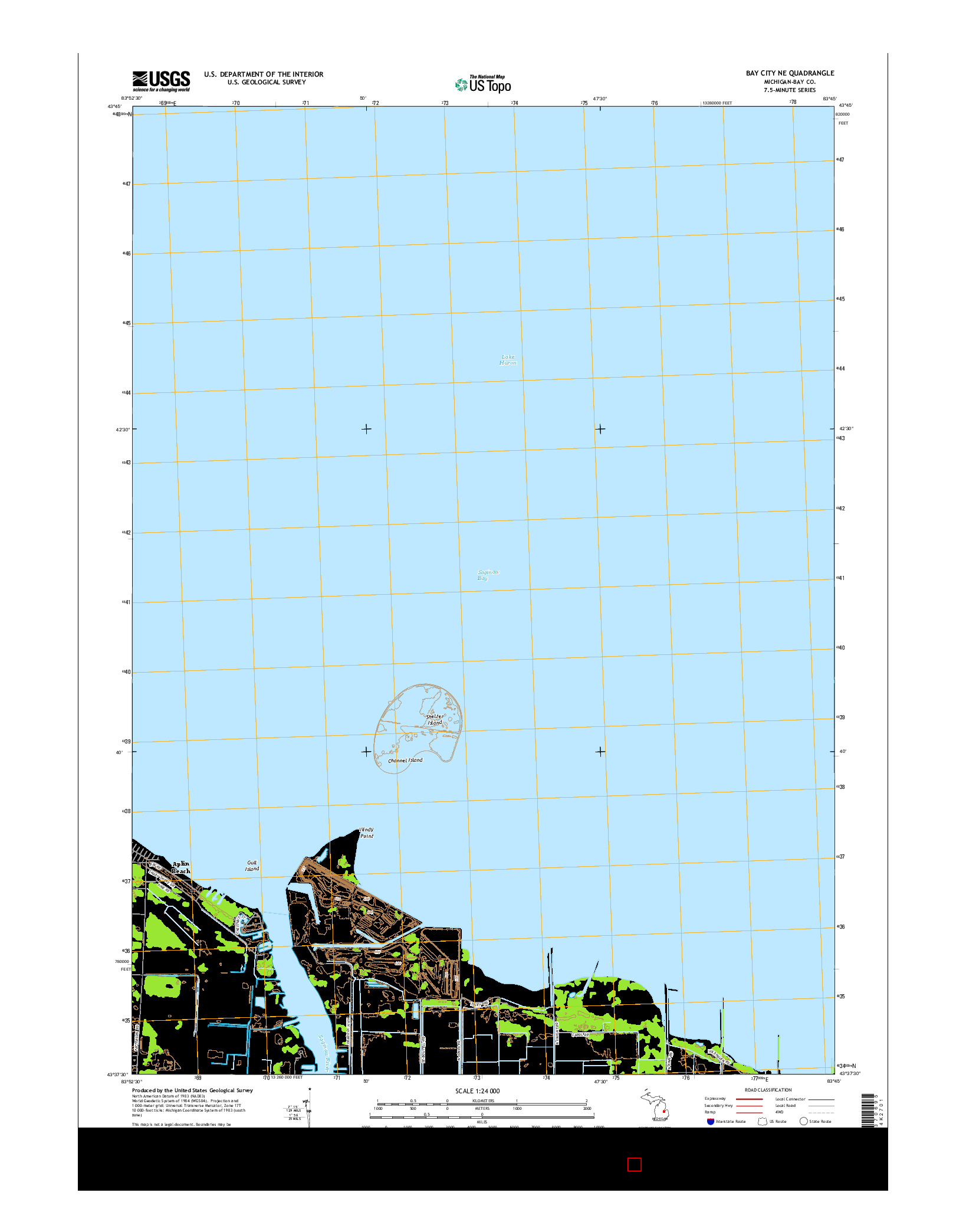 USGS US TOPO 7.5-MINUTE MAP FOR BAY CITY NE, MI 2014