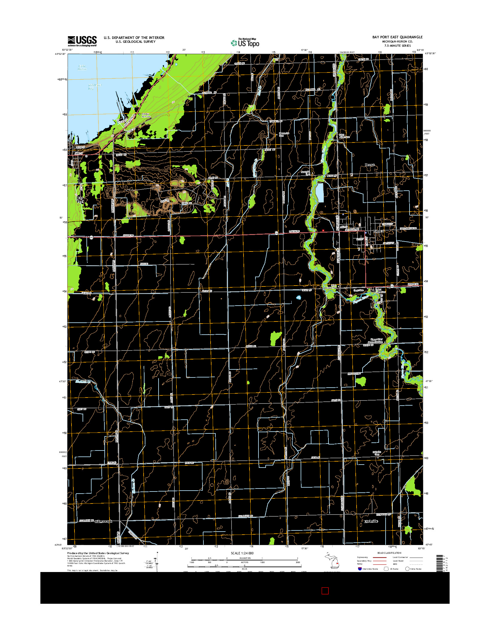 USGS US TOPO 7.5-MINUTE MAP FOR BAY PORT EAST, MI 2014