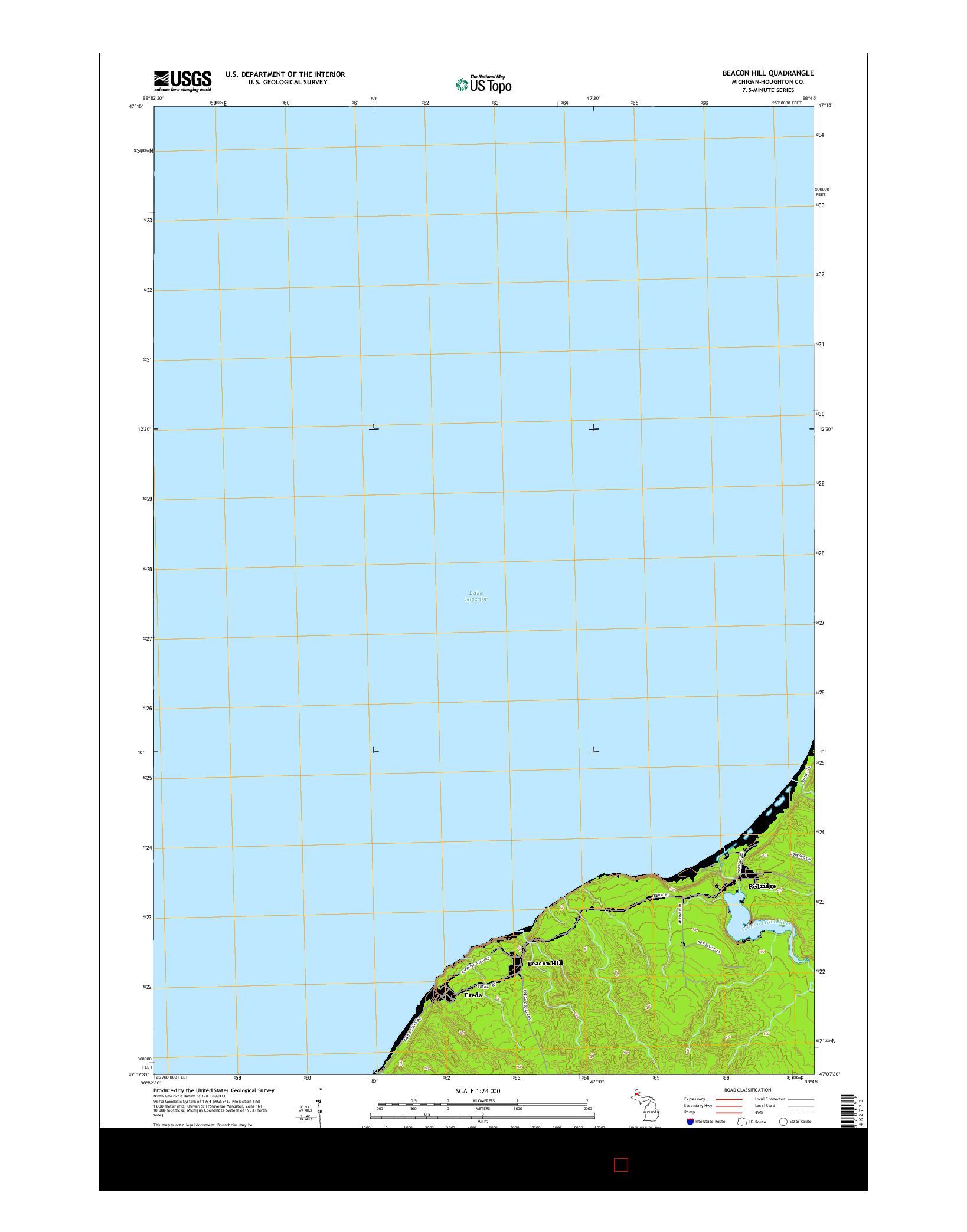 USGS US TOPO 7.5-MINUTE MAP FOR BEACON HILL, MI 2014