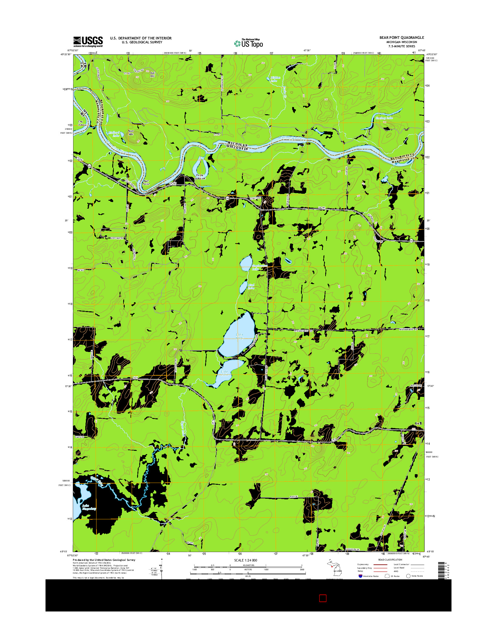USGS US TOPO 7.5-MINUTE MAP FOR BEAR POINT, MI-WI 2014
