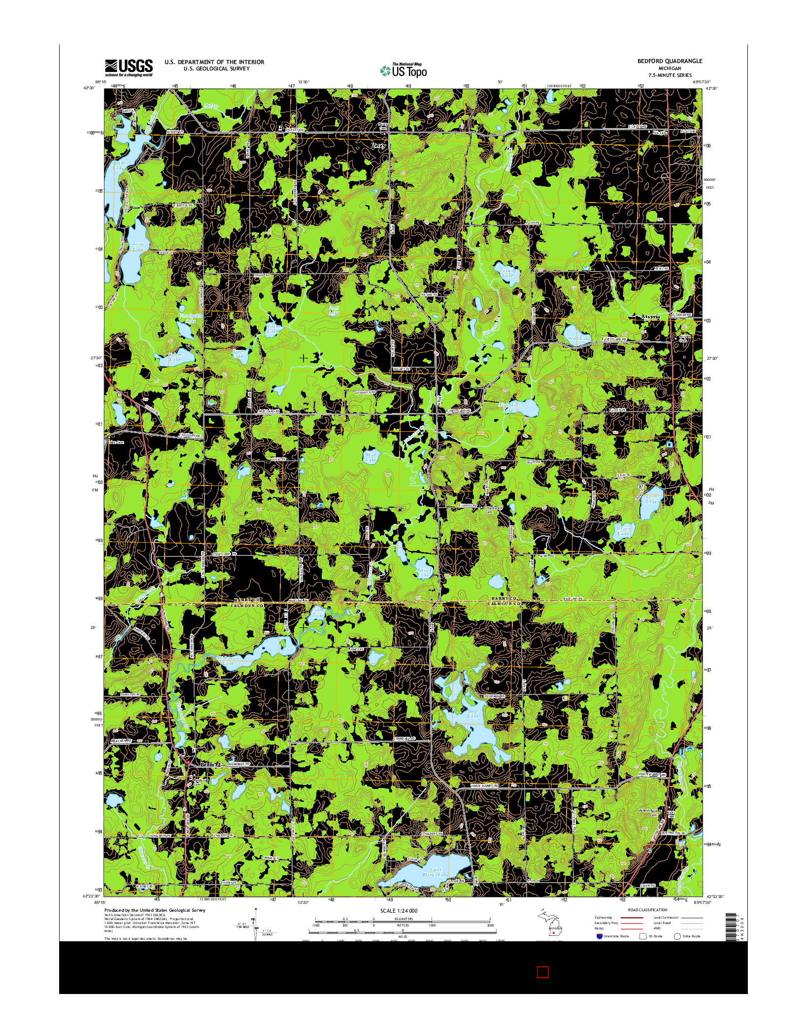 USGS US TOPO 7.5-MINUTE MAP FOR BEDFORD, MI 2014