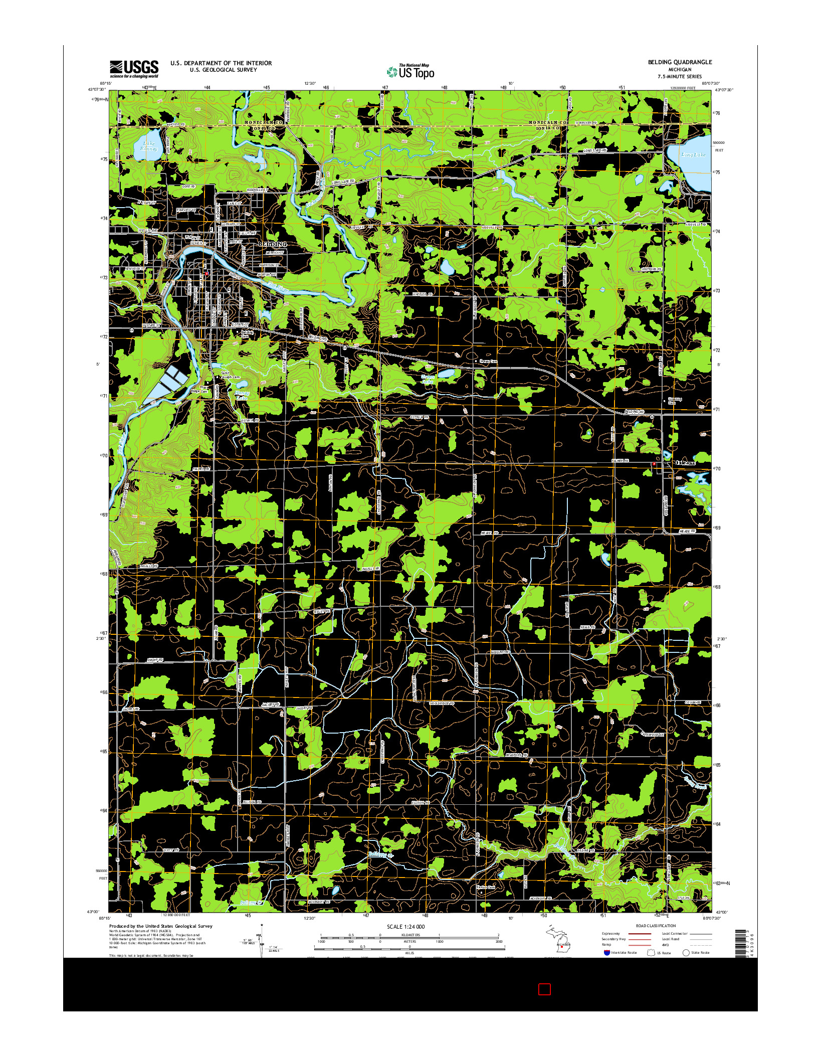 USGS US TOPO 7.5-MINUTE MAP FOR BELDING, MI 2014