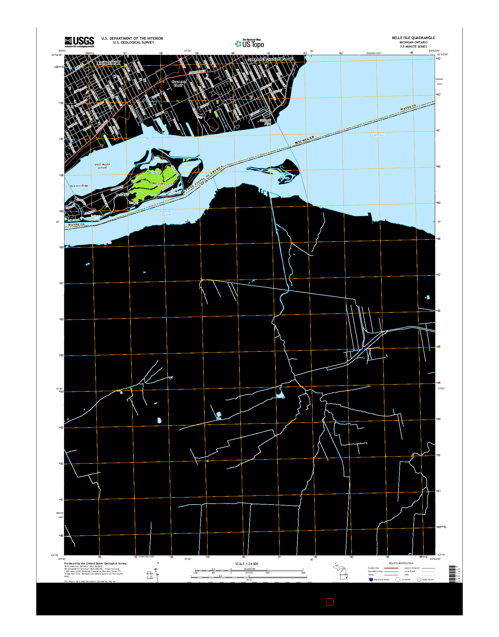 USGS US TOPO 7.5-MINUTE MAP FOR BELLE ISLE, MI-ON 2014