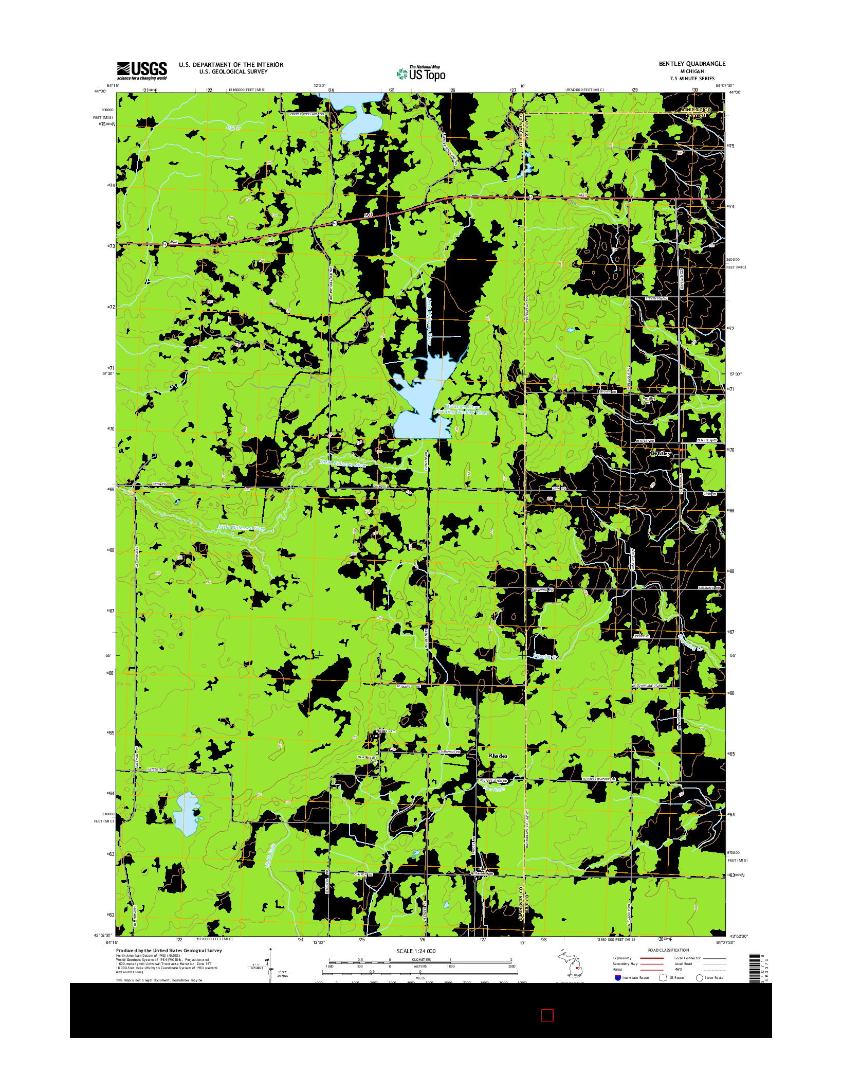 USGS US TOPO 7.5-MINUTE MAP FOR BENTLEY, MI 2014