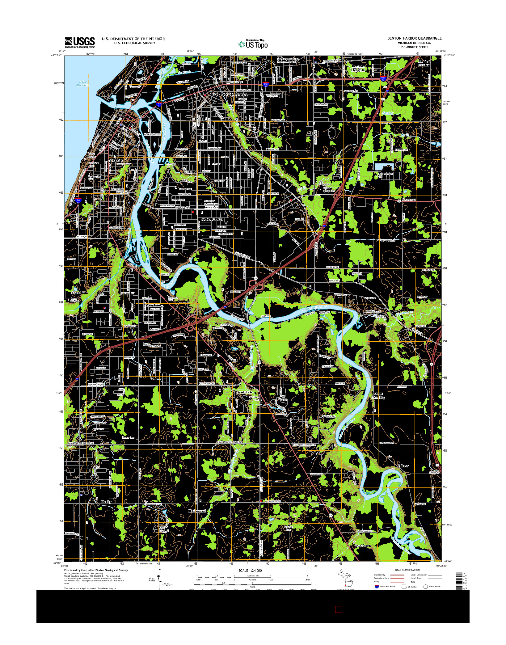 USGS US TOPO 7.5-MINUTE MAP FOR BENTON HARBOR, MI 2014