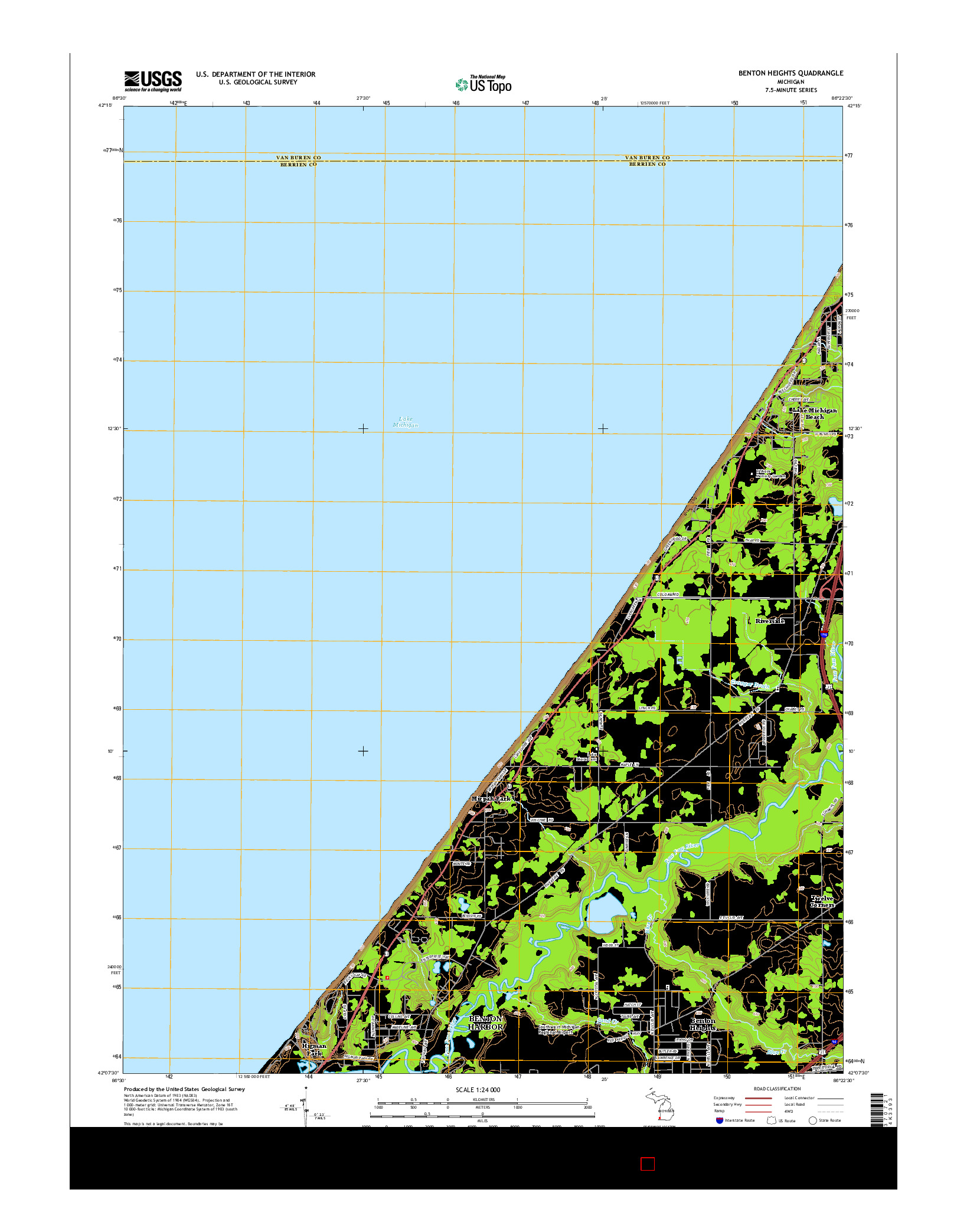 USGS US TOPO 7.5-MINUTE MAP FOR BENTON HEIGHTS, MI 2014