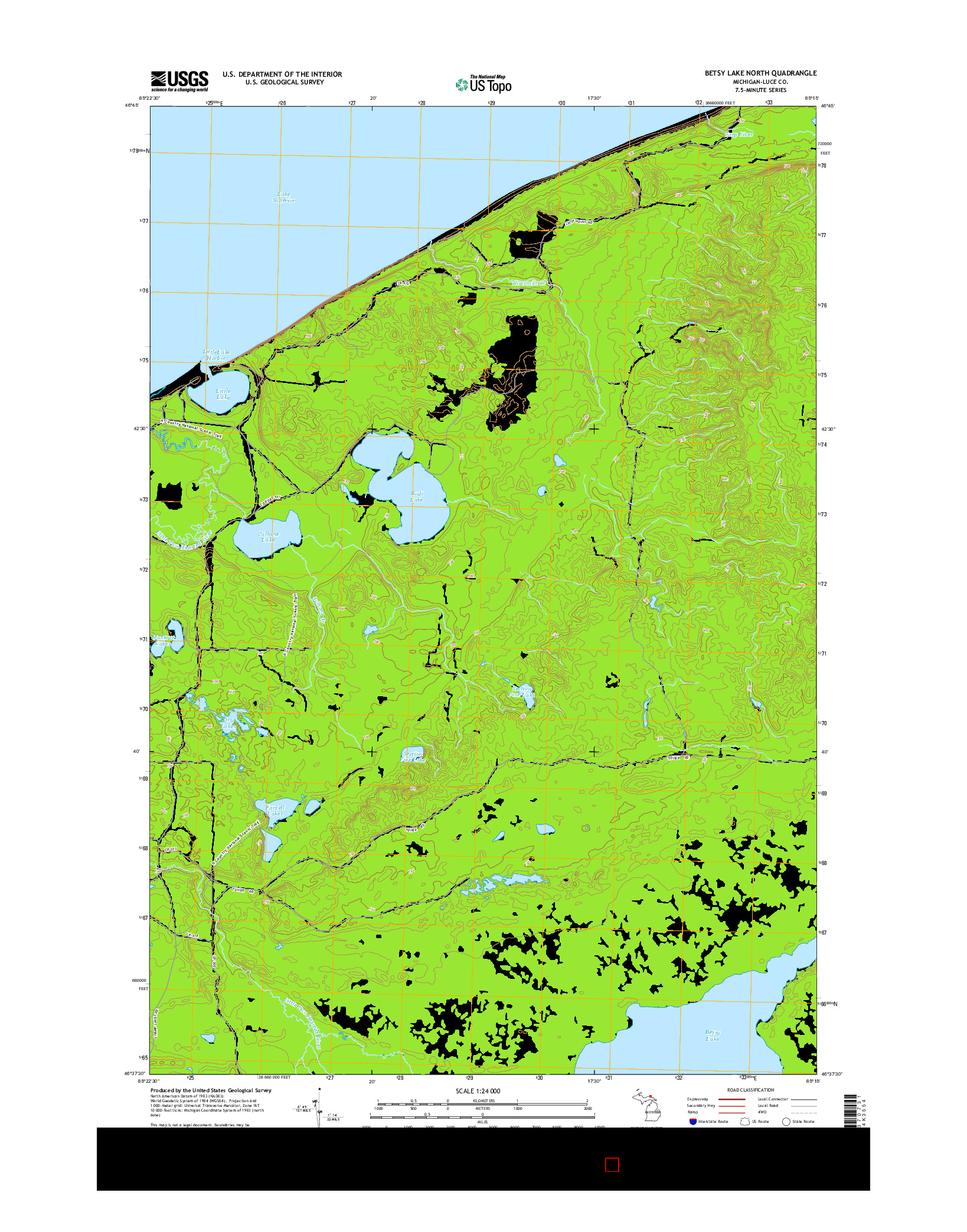 USGS US TOPO 7.5-MINUTE MAP FOR BETSY LAKE NORTH, MI 2014