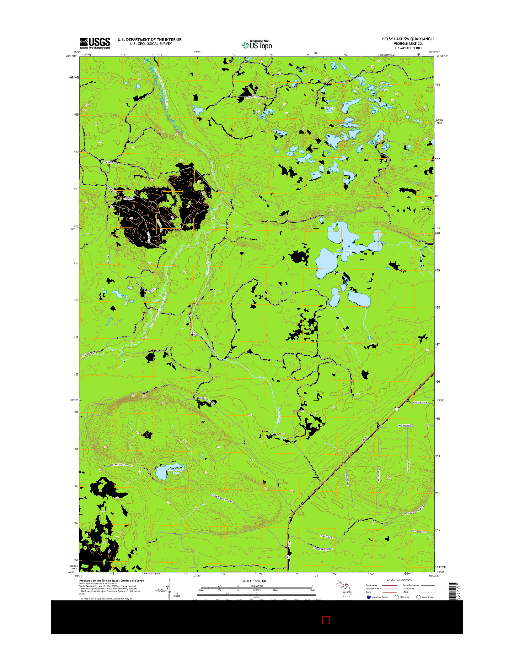 USGS US TOPO 7.5-MINUTE MAP FOR BETSY LAKE SW, MI 2014