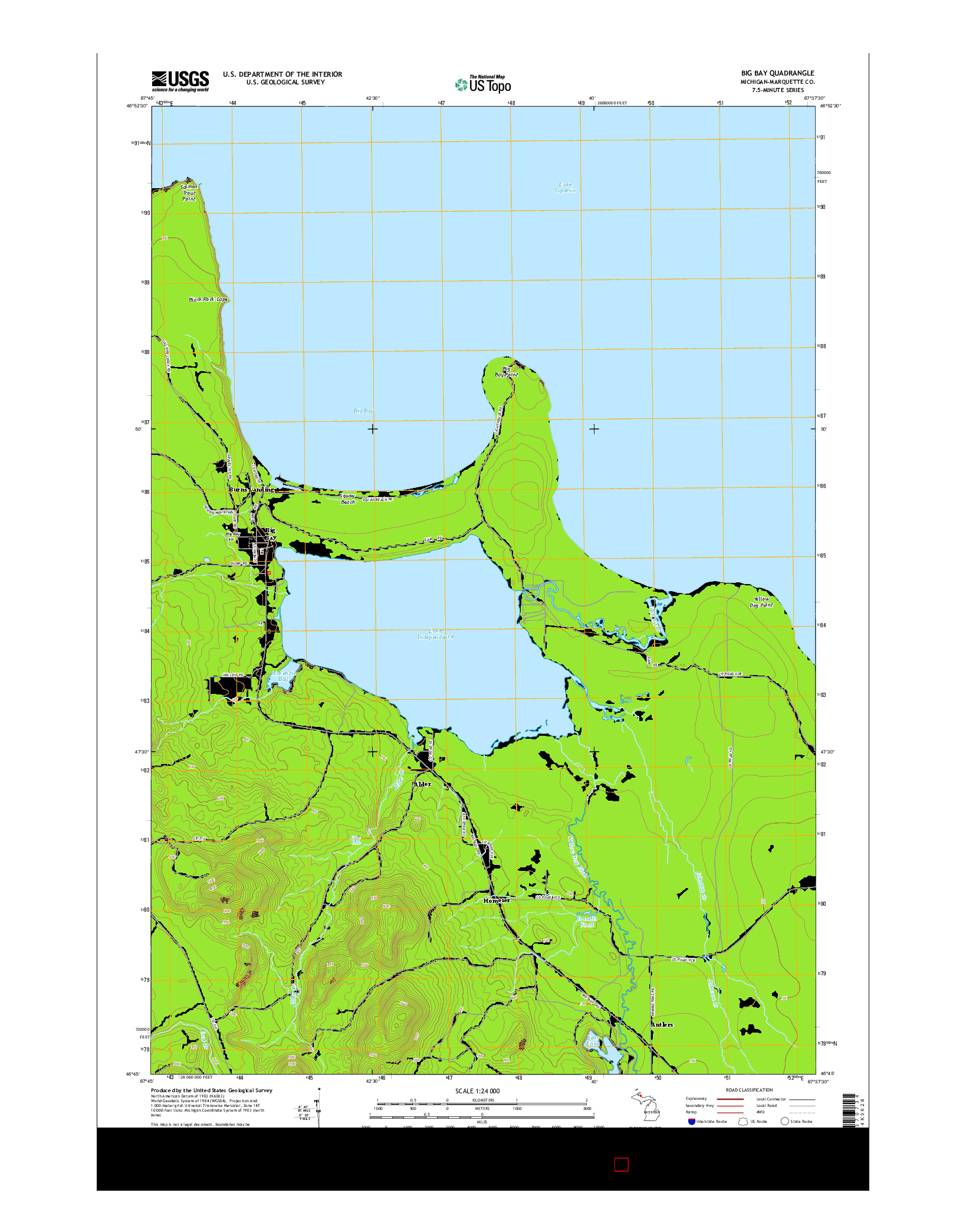 USGS US TOPO 7.5-MINUTE MAP FOR BIG BAY, MI 2014