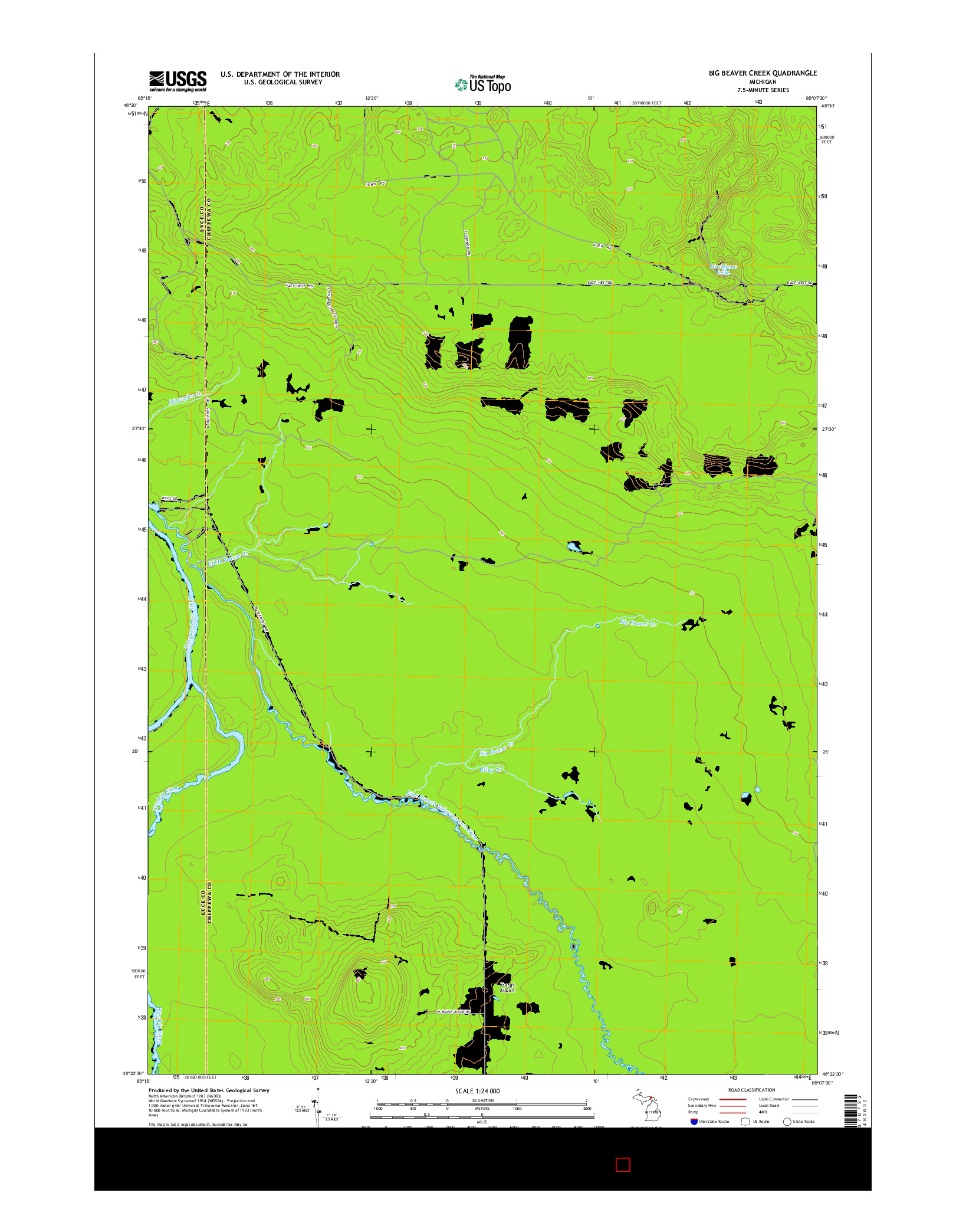 USGS US TOPO 7.5-MINUTE MAP FOR BIG BEAVER CREEK, MI 2014