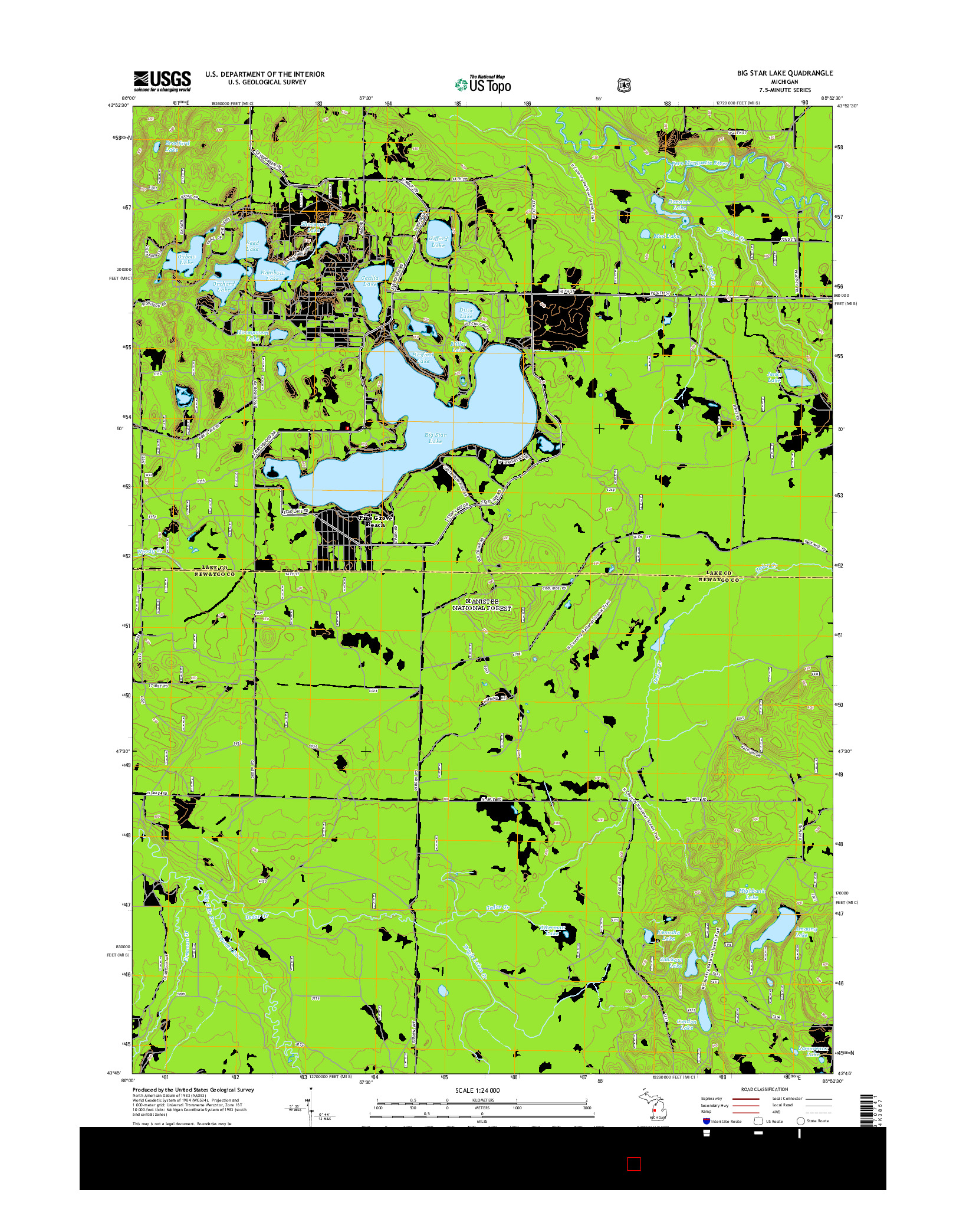 USGS US TOPO 7.5-MINUTE MAP FOR BIG STAR LAKE, MI 2014