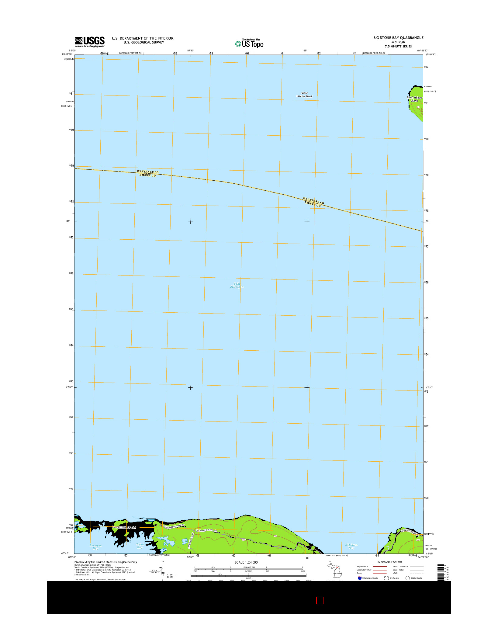 USGS US TOPO 7.5-MINUTE MAP FOR BIG STONE BAY, MI 2014