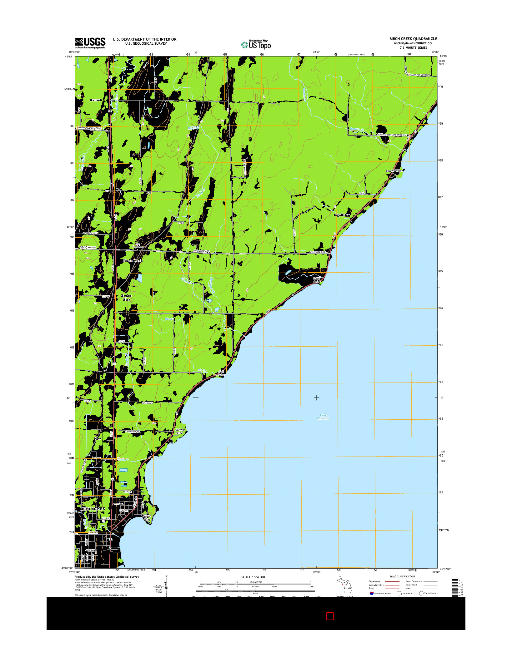 USGS US TOPO 7.5-MINUTE MAP FOR BIRCH CREEK, MI 2014