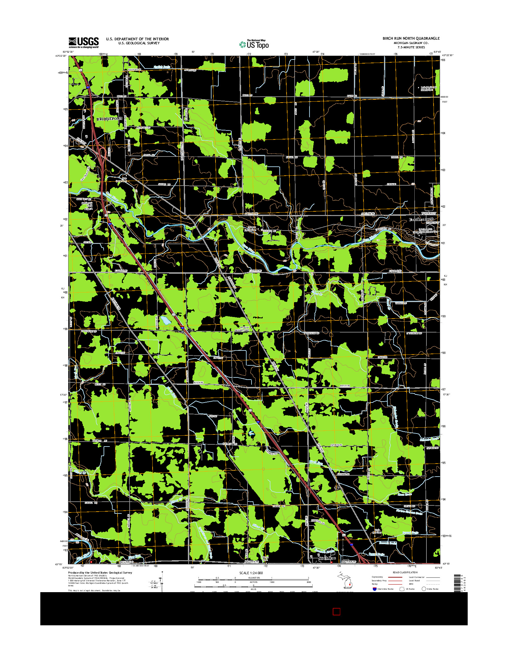USGS US TOPO 7.5-MINUTE MAP FOR BIRCH RUN NORTH, MI 2014
