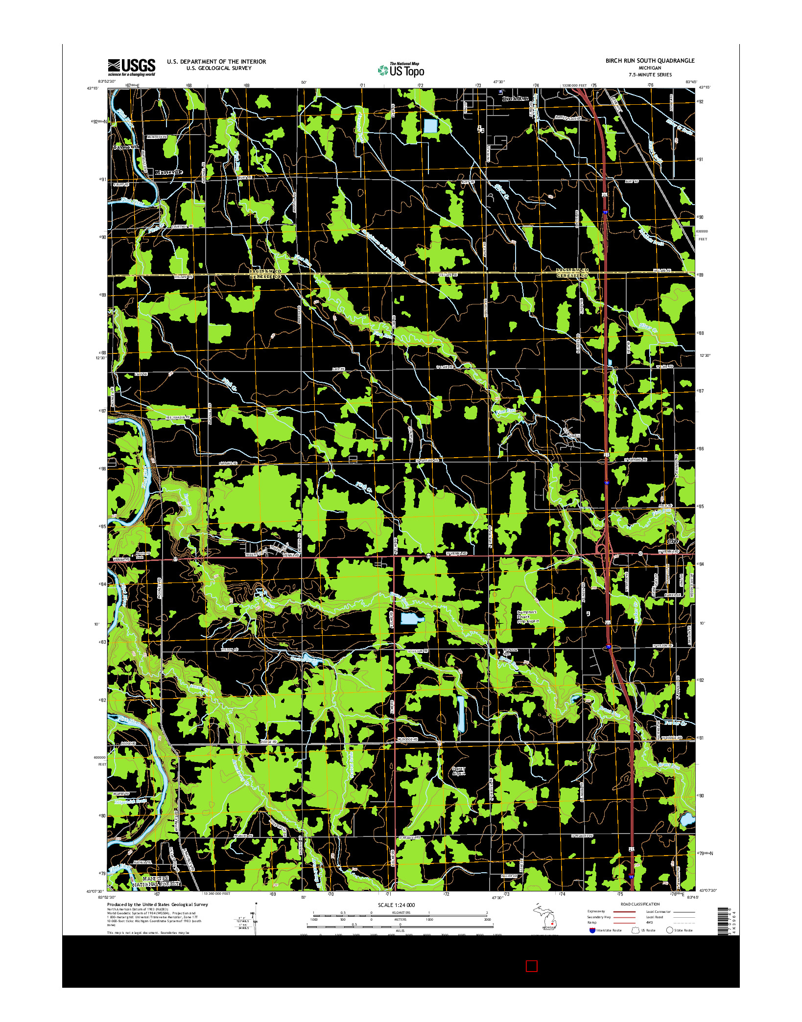USGS US TOPO 7.5-MINUTE MAP FOR BIRCH RUN SOUTH, MI 2014