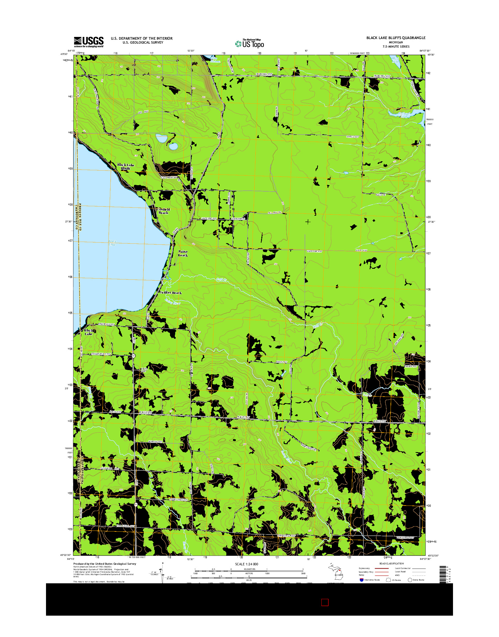 USGS US TOPO 7.5-MINUTE MAP FOR BLACK LAKE BLUFFS, MI 2014