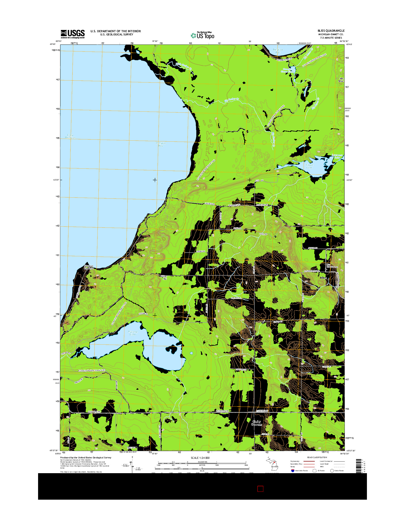 USGS US TOPO 7.5-MINUTE MAP FOR BLISS, MI 2014