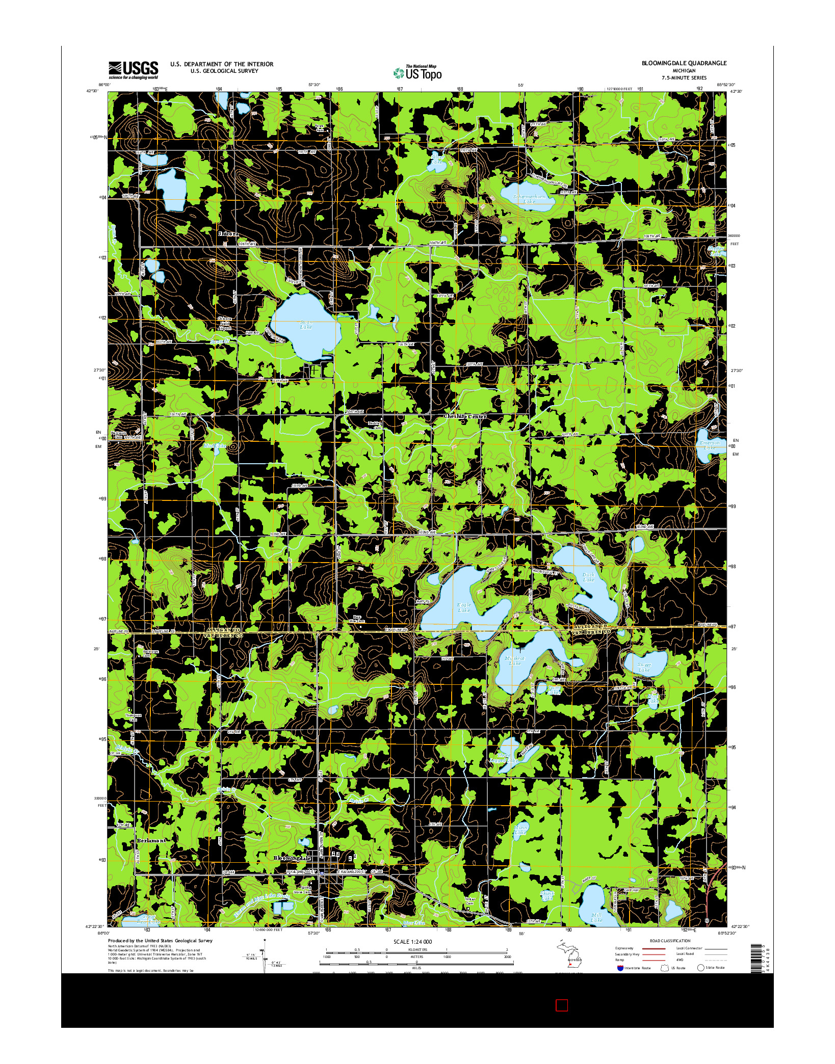 USGS US TOPO 7.5-MINUTE MAP FOR BLOOMINGDALE, MI 2014