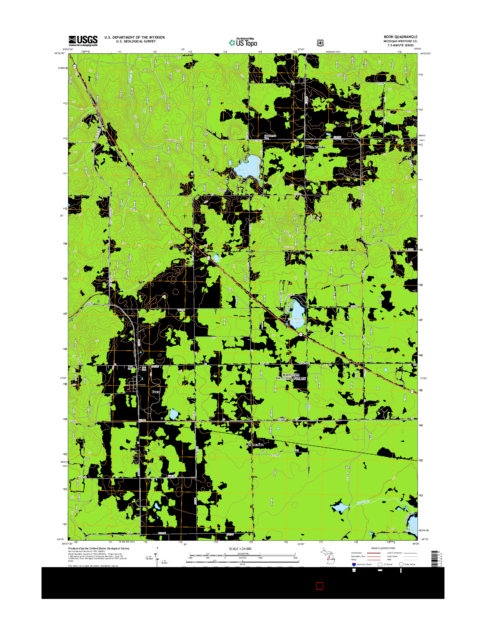 USGS US TOPO 7.5-MINUTE MAP FOR BOON, MI 2014