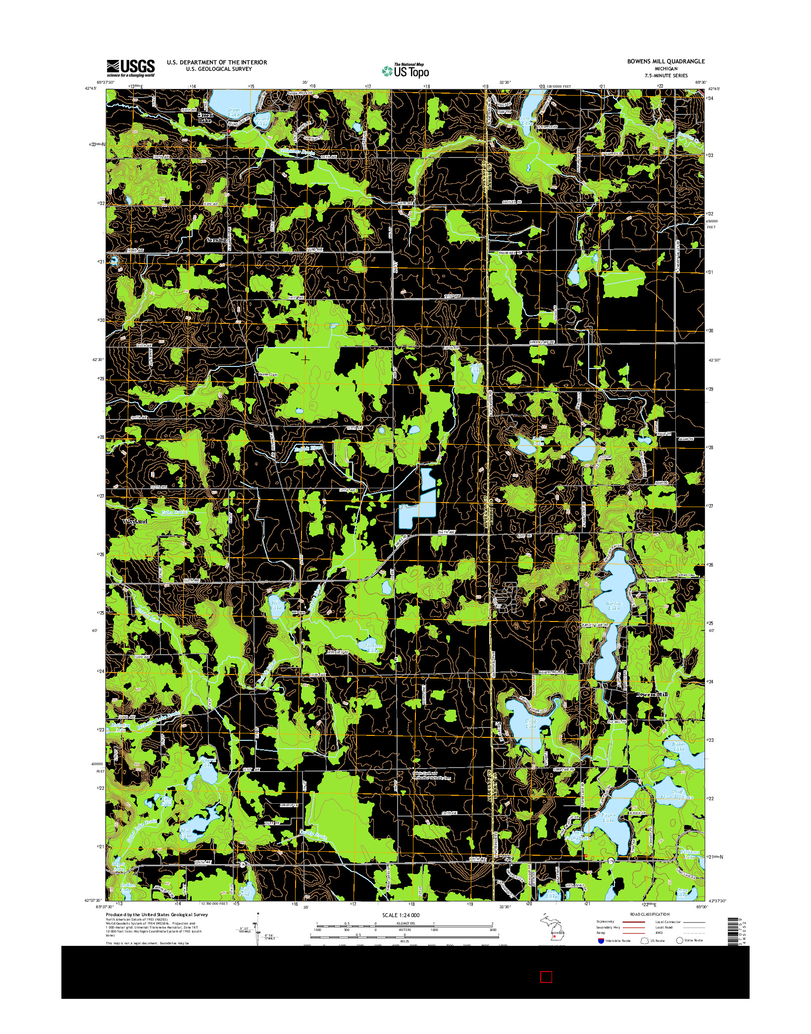 USGS US TOPO 7.5-MINUTE MAP FOR BOWENS MILL, MI 2014