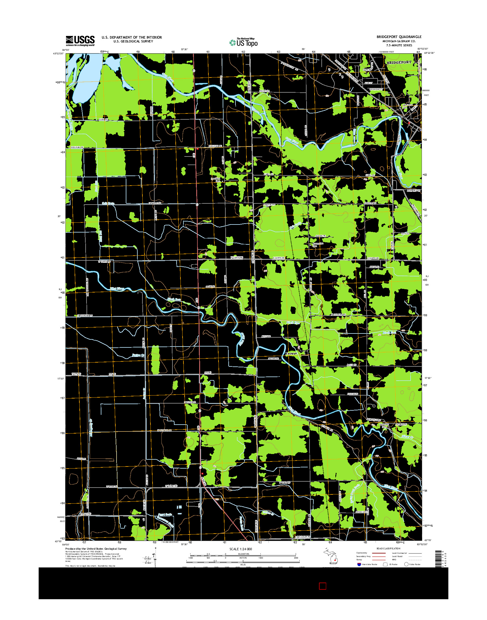 USGS US TOPO 7.5-MINUTE MAP FOR BRIDGEPORT, MI 2014