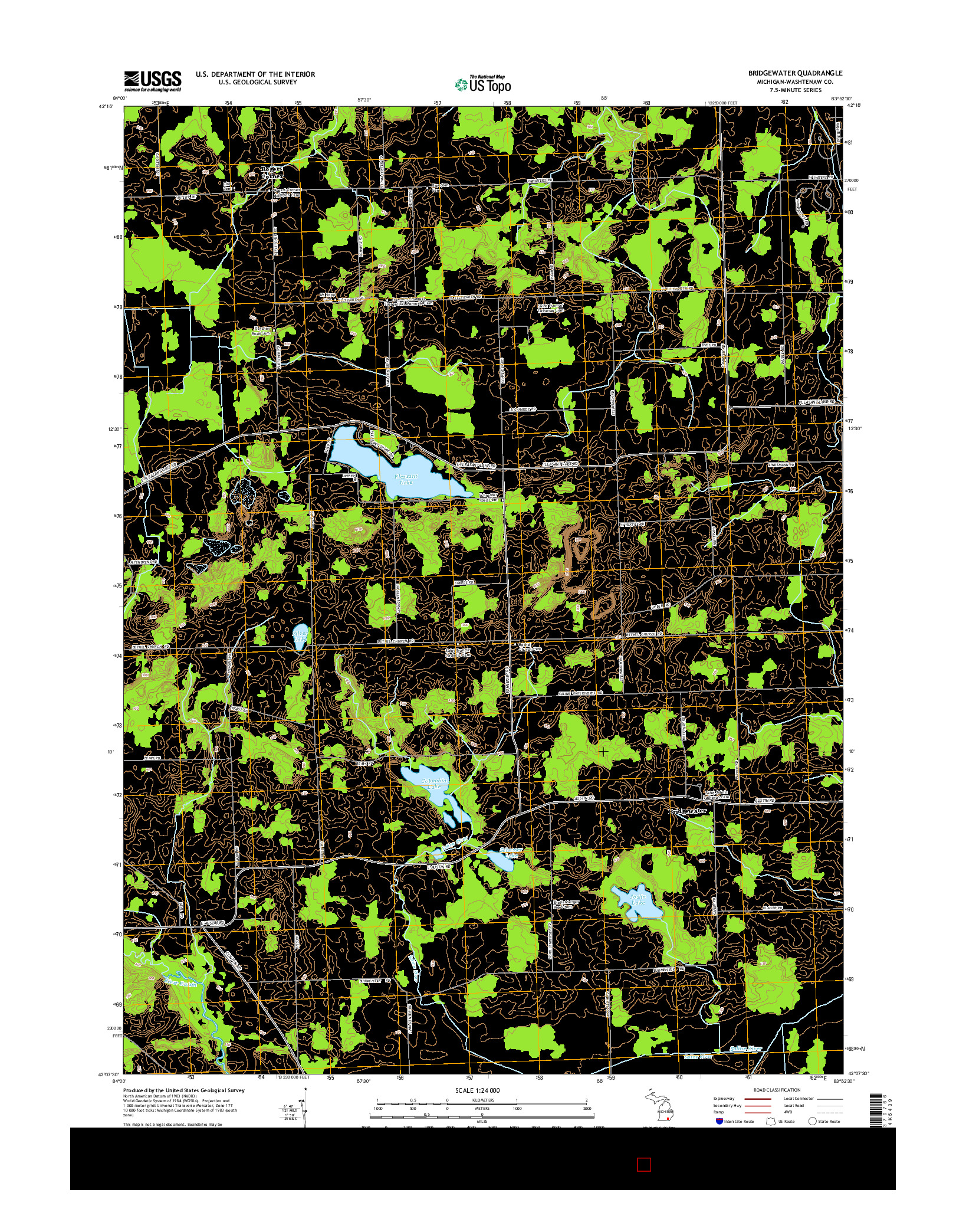 USGS US TOPO 7.5-MINUTE MAP FOR BRIDGEWATER, MI 2014