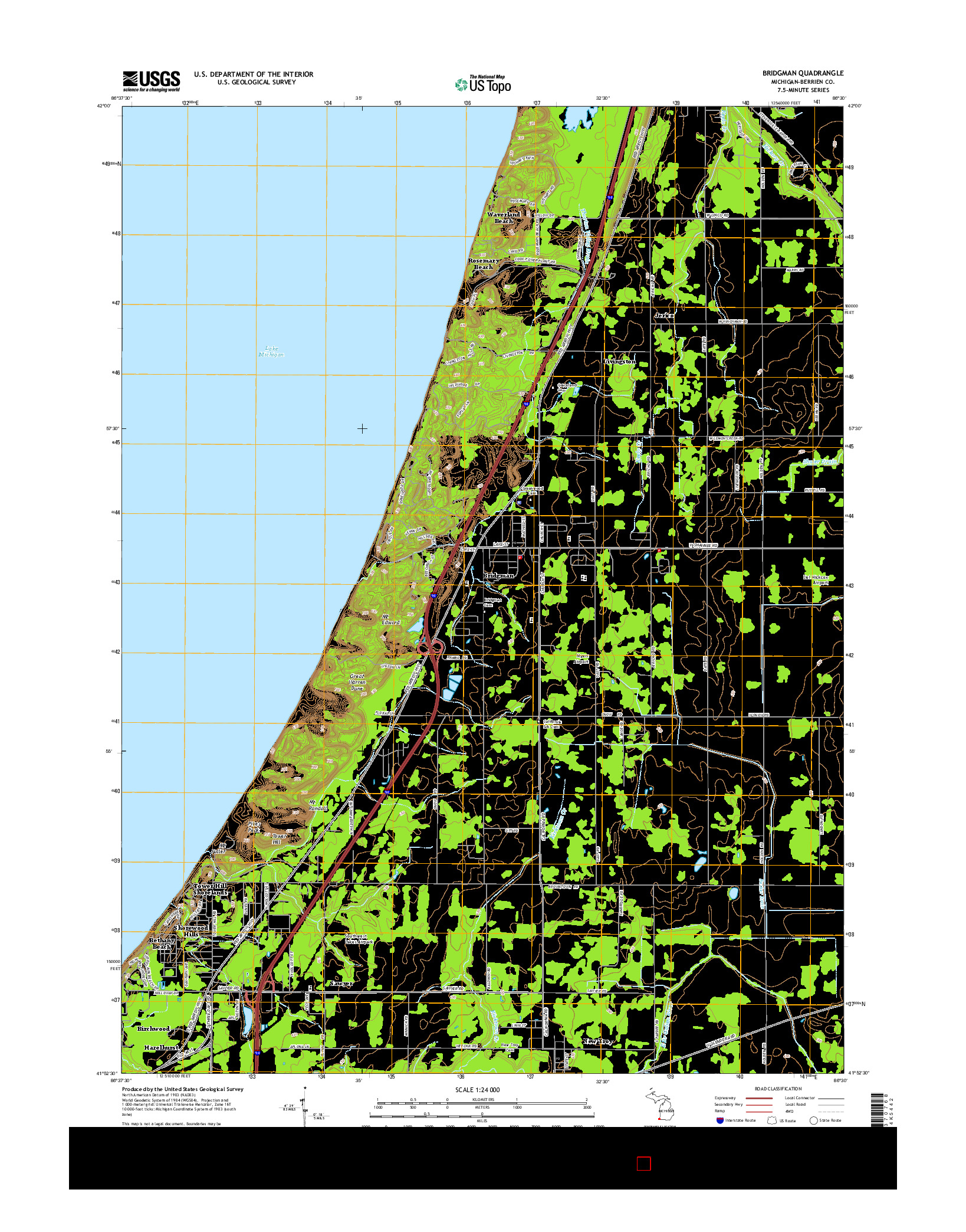 USGS US TOPO 7.5-MINUTE MAP FOR BRIDGMAN, MI 2014