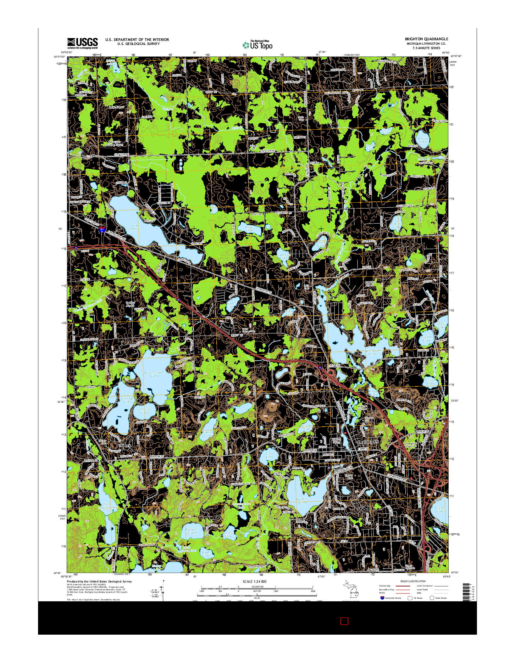 USGS US TOPO 7.5-MINUTE MAP FOR BRIGHTON, MI 2014