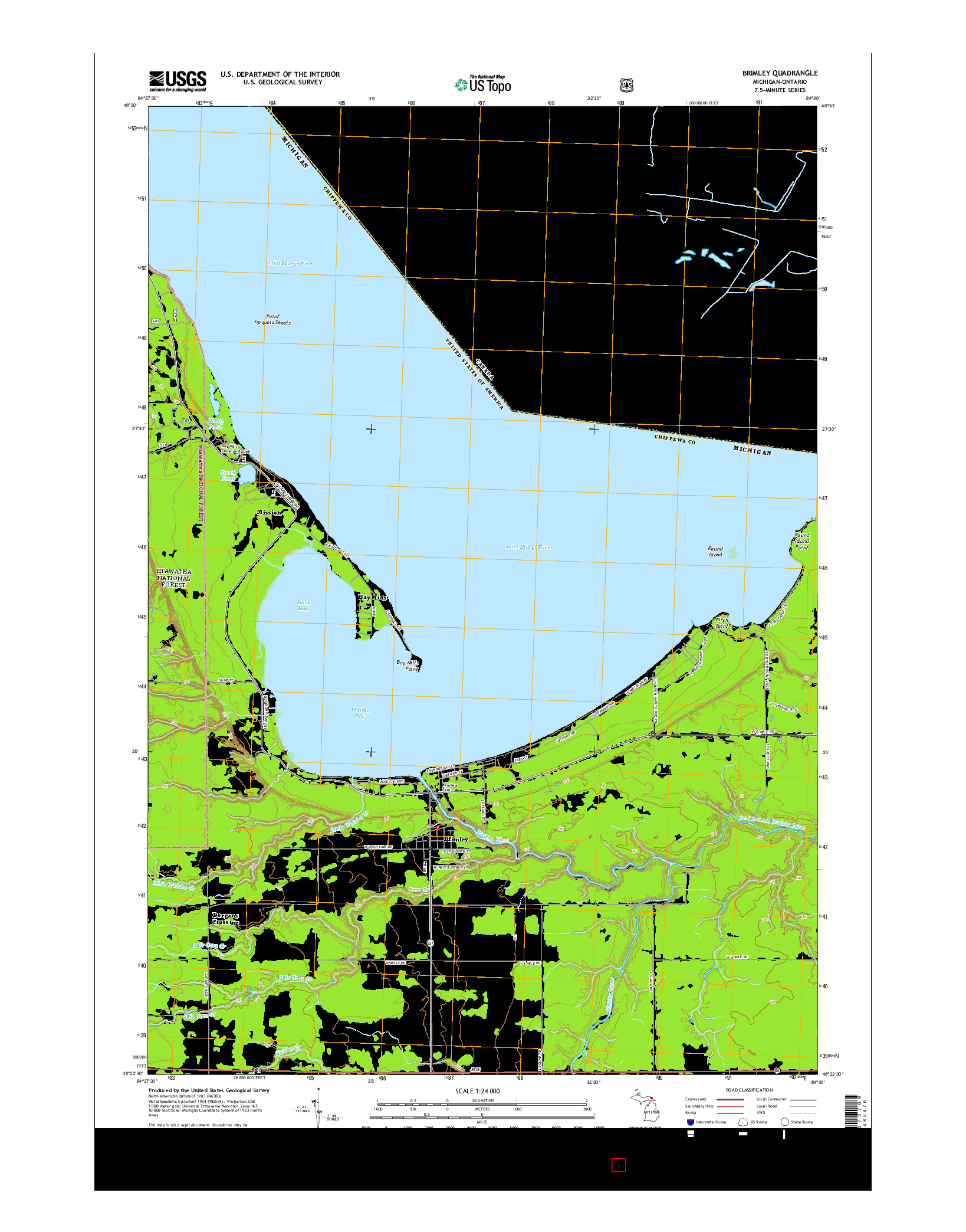 USGS US TOPO 7.5-MINUTE MAP FOR BRIMLEY, MI-ON 2014