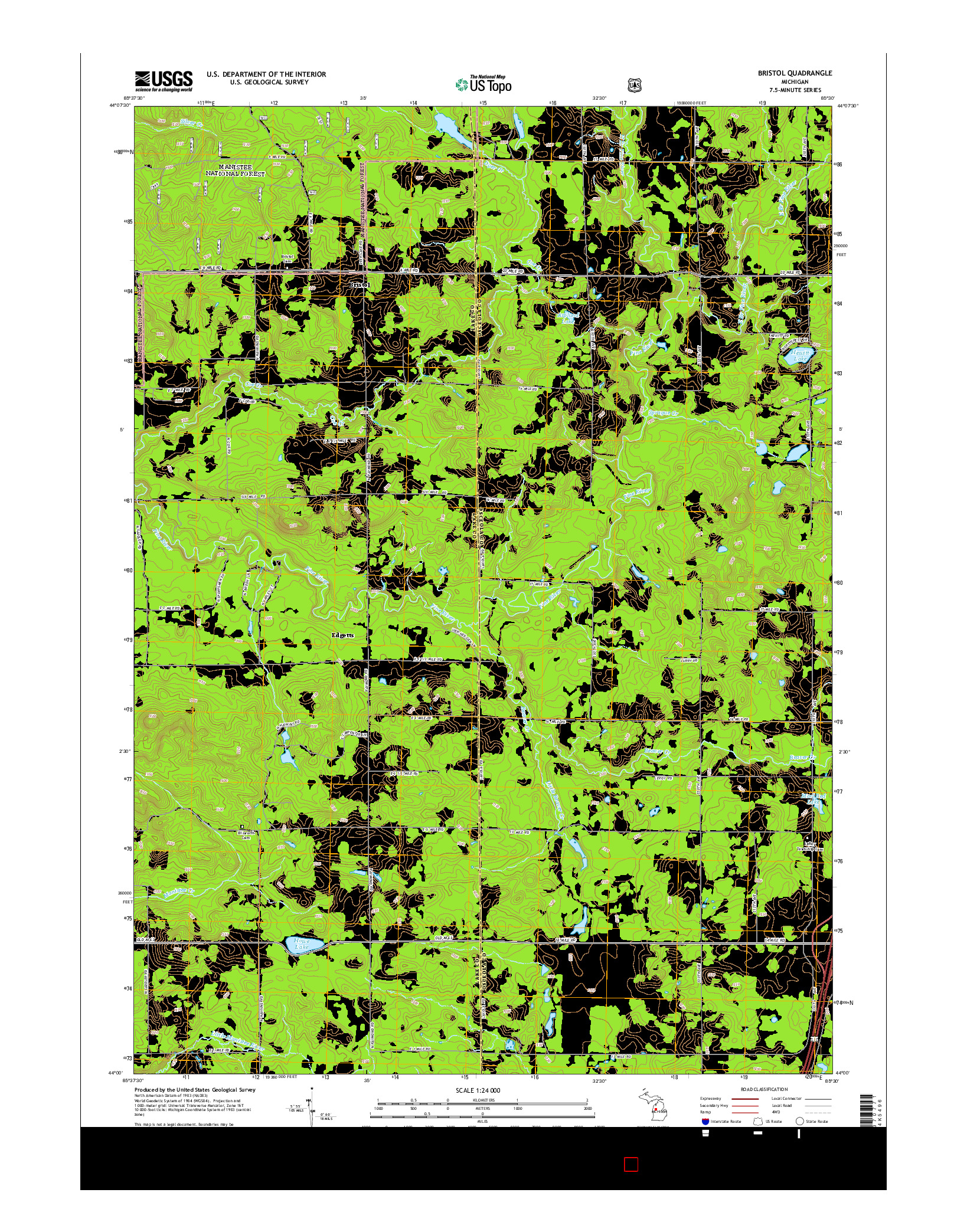 USGS US TOPO 7.5-MINUTE MAP FOR BRISTOL, MI 2014