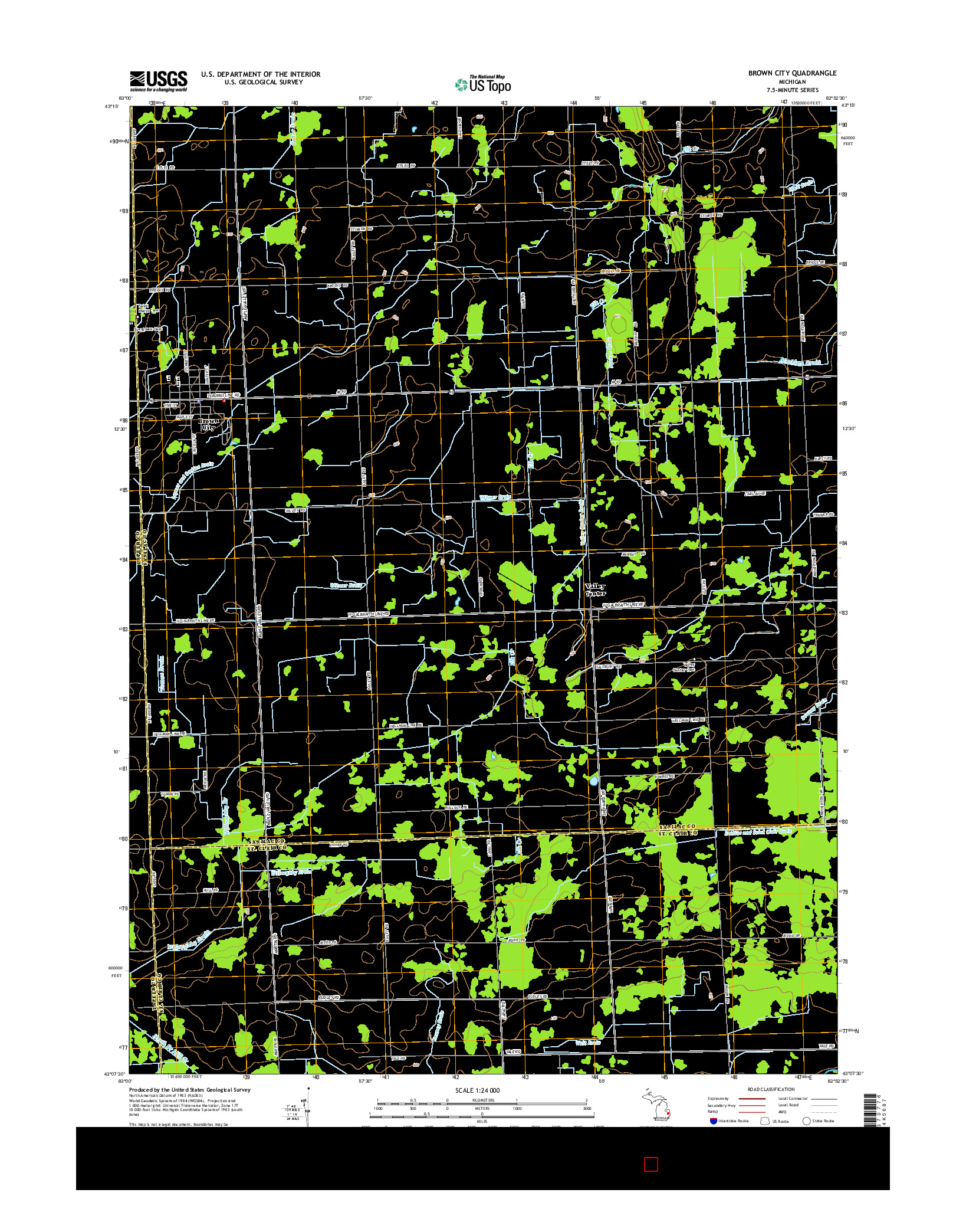 USGS US TOPO 7.5-MINUTE MAP FOR BROWN CITY, MI 2014