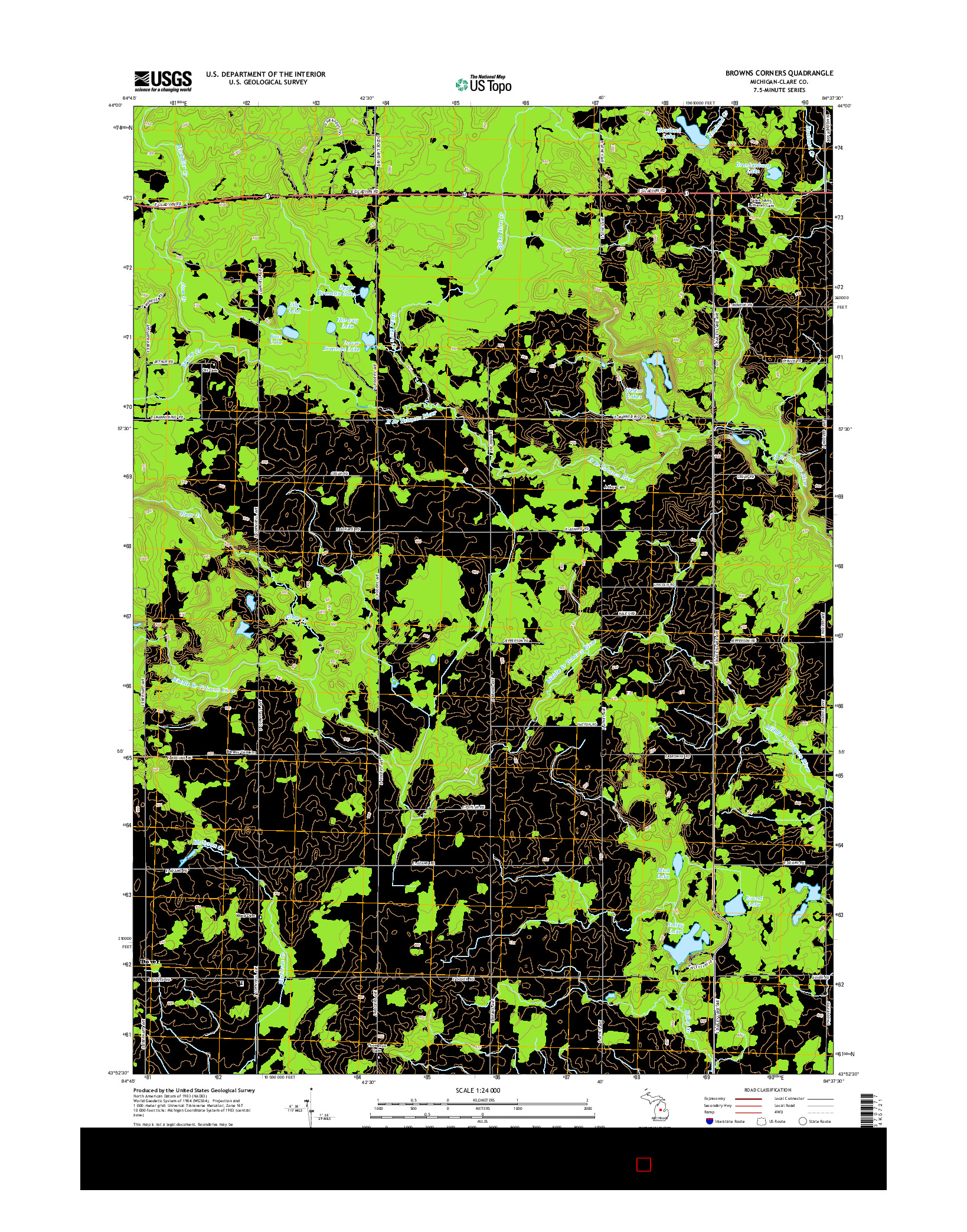 USGS US TOPO 7.5-MINUTE MAP FOR BROWNS CORNERS, MI 2014