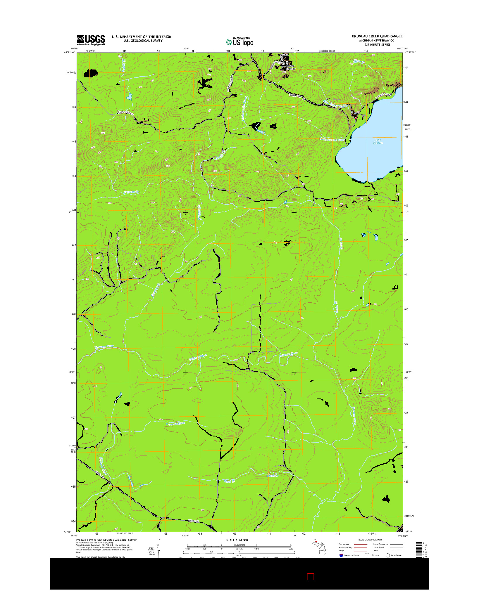 USGS US TOPO 7.5-MINUTE MAP FOR BRUNEAU CREEK, MI 2014