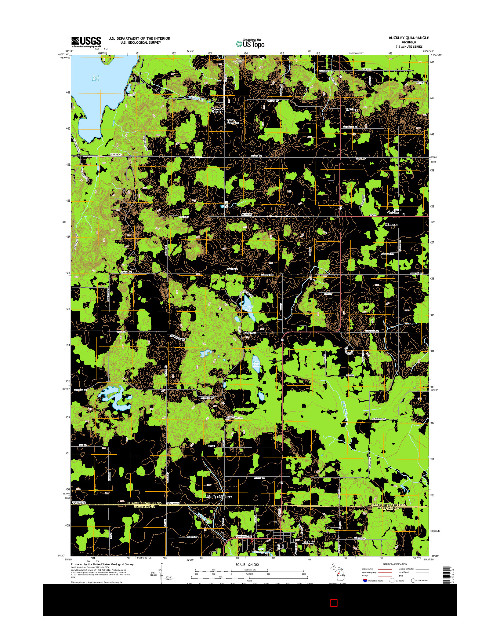 USGS US TOPO 7.5-MINUTE MAP FOR BUCKLEY, MI 2014