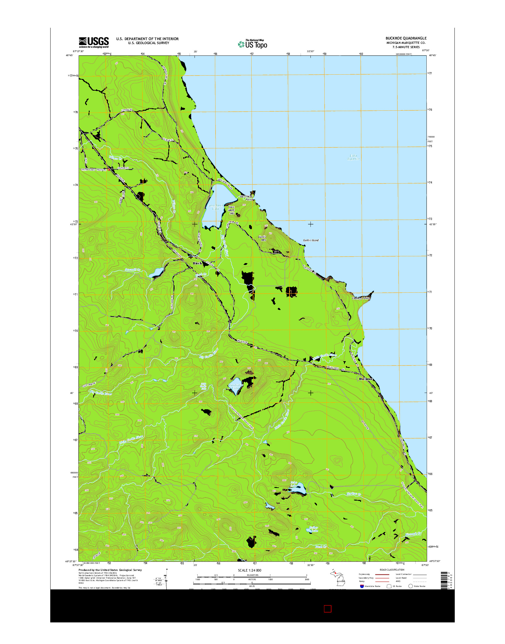 USGS US TOPO 7.5-MINUTE MAP FOR BUCKROE, MI 2014