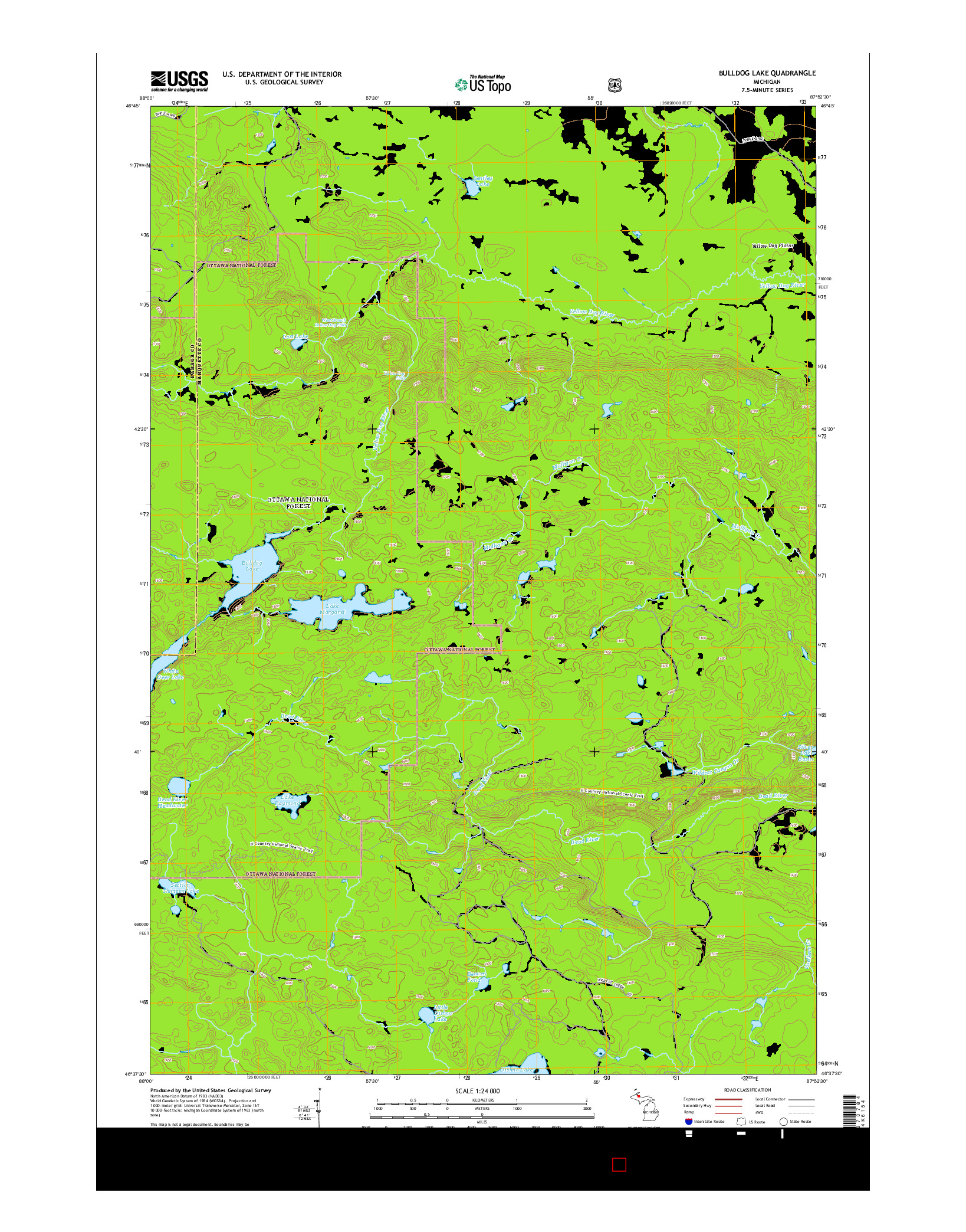 USGS US TOPO 7.5-MINUTE MAP FOR BULLDOG LAKE, MI 2014