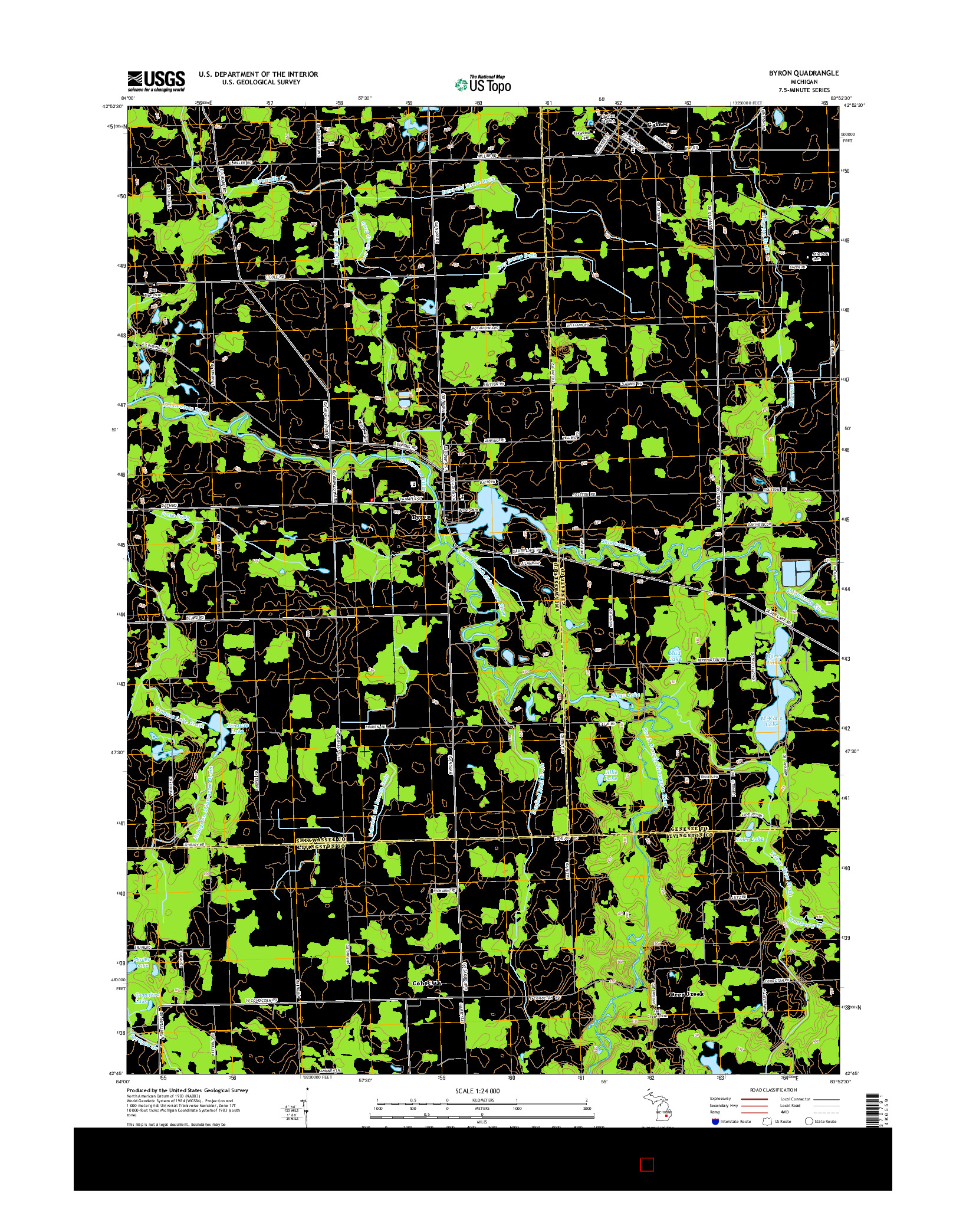 USGS US TOPO 7.5-MINUTE MAP FOR BYRON, MI 2014