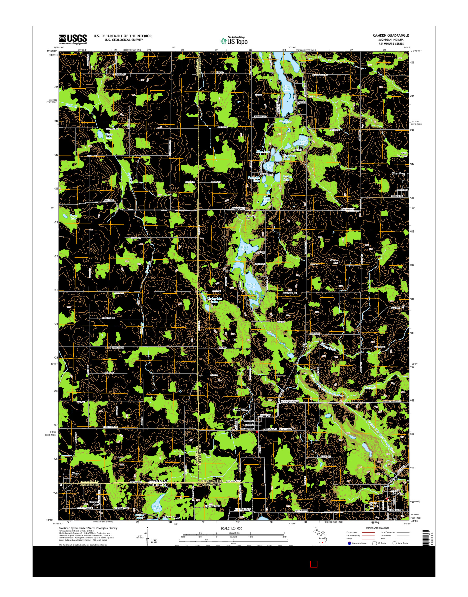 USGS US TOPO 7.5-MINUTE MAP FOR CAMDEN, MI-IN 2014