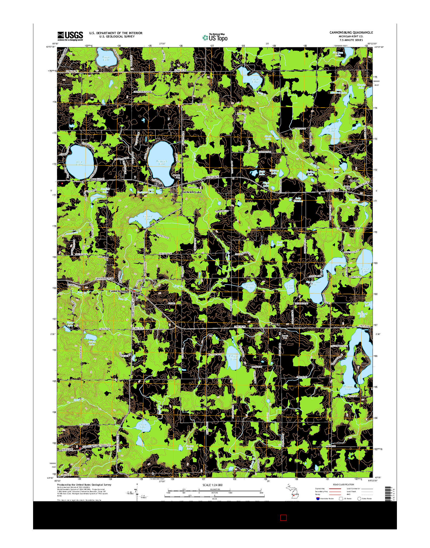 USGS US TOPO 7.5-MINUTE MAP FOR CANNONSBURG, MI 2014